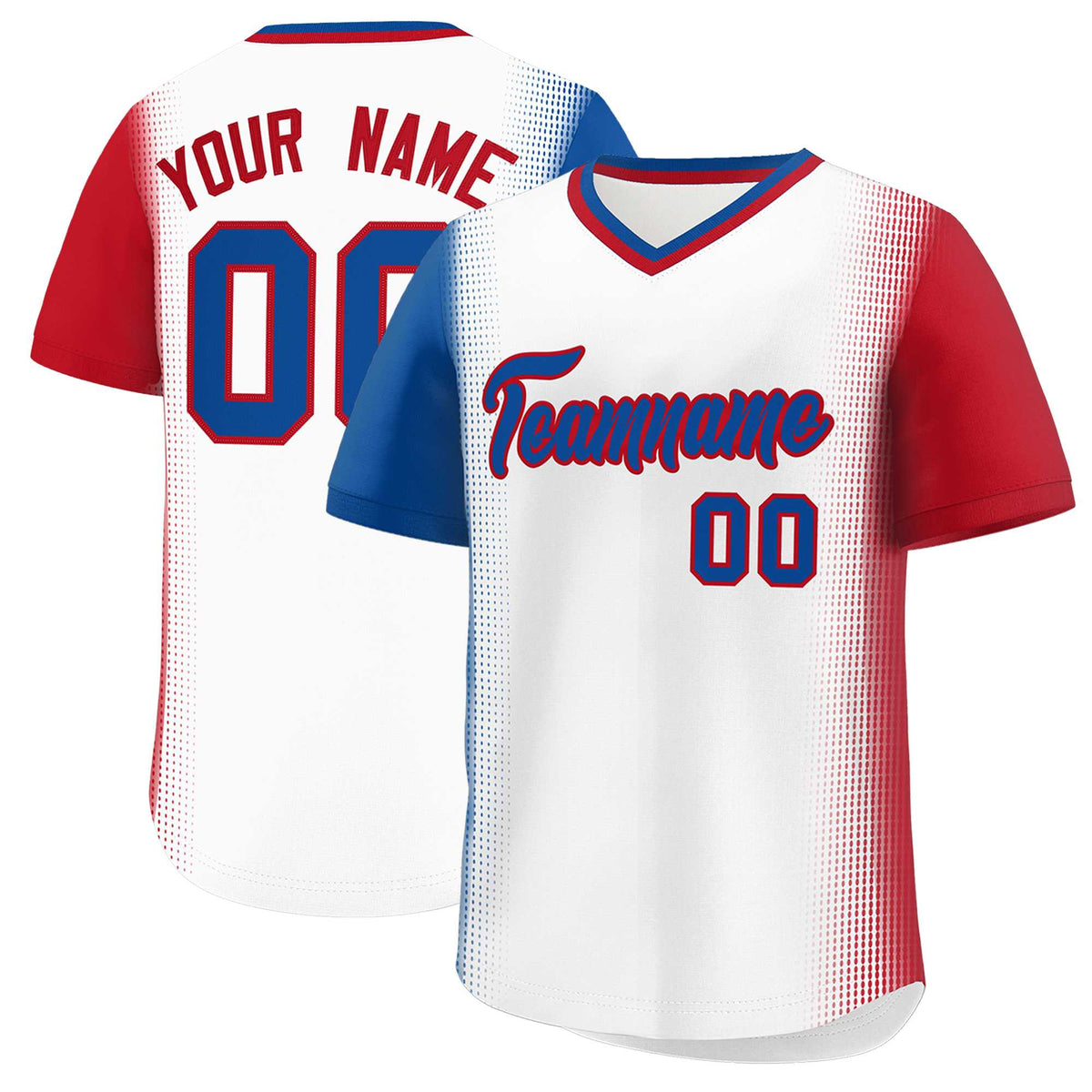 Custom White Royal-Red Personalized Raglan Sleeves Authentic Baseball Jersey | KXKSHOP