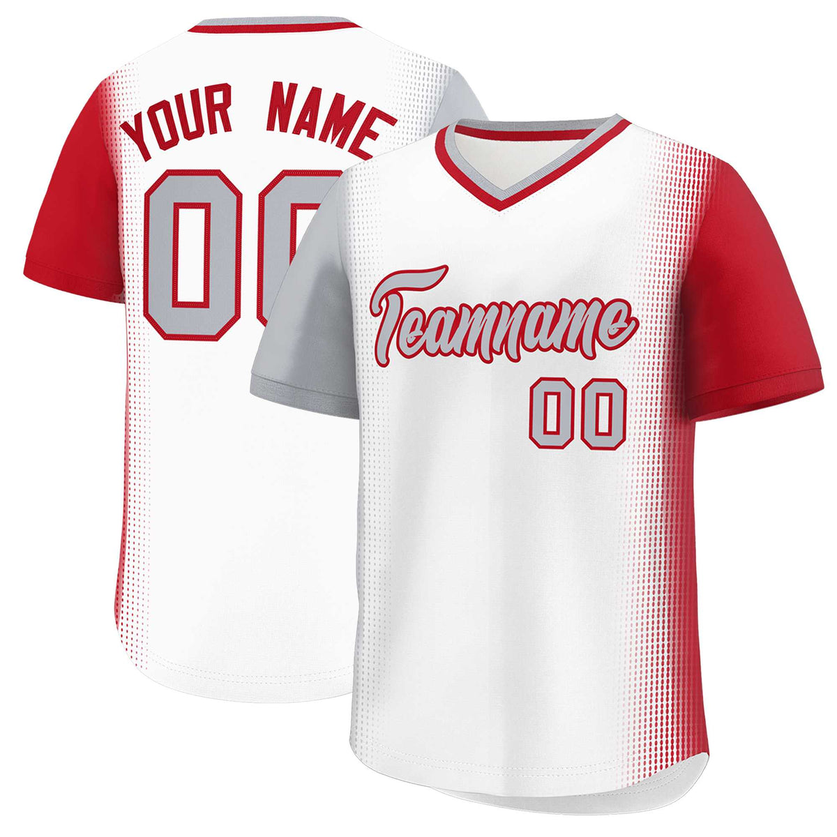 Custom White Gray-Red Personalized Raglan Sleeves Authentic Baseball Jersey | KXKSHOP