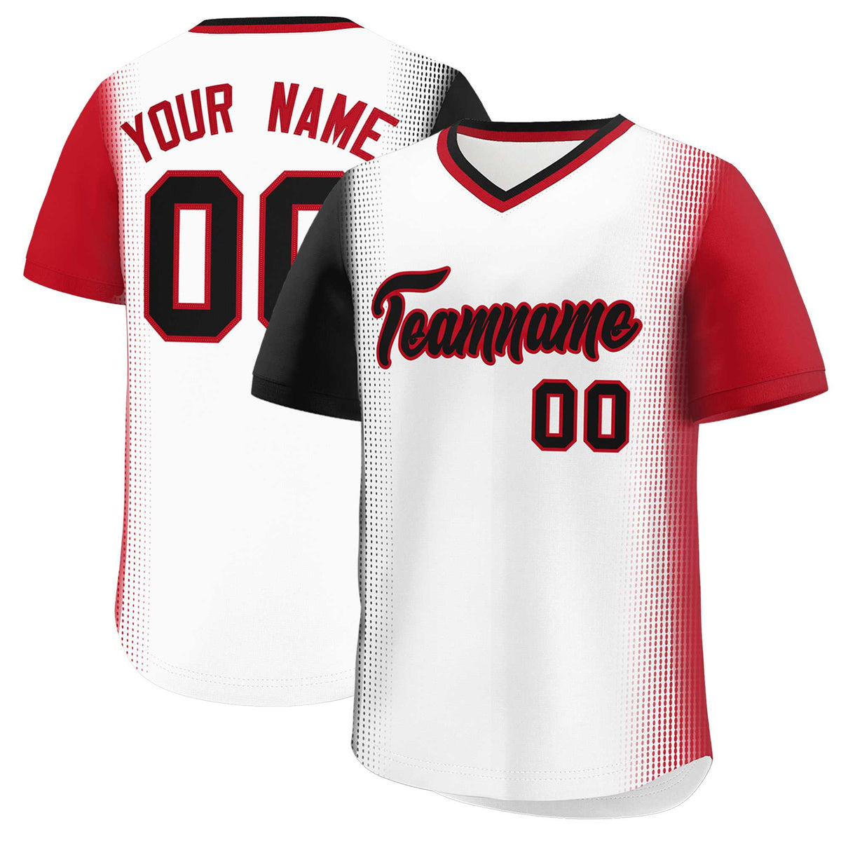 Custom White Black-Red Personalized Raglan Sleeves Authentic Baseball Jersey | KXKSHOP