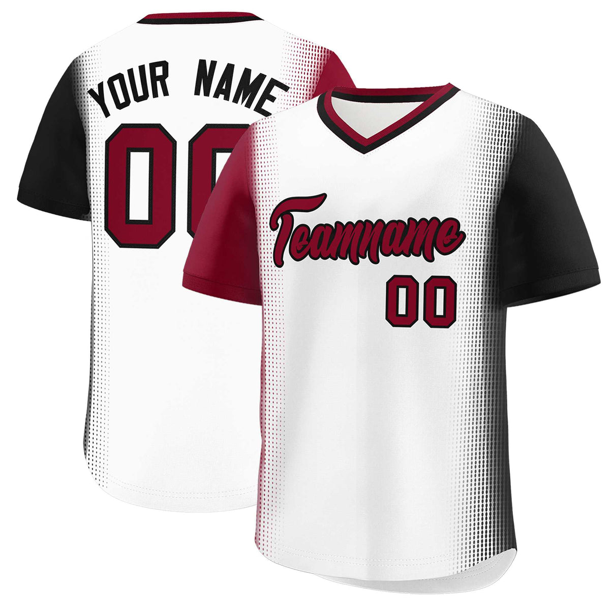 Custom White Crimson-Black Personalized Raglan Sleeves Authentic Baseball Jersey | KXKSHOP