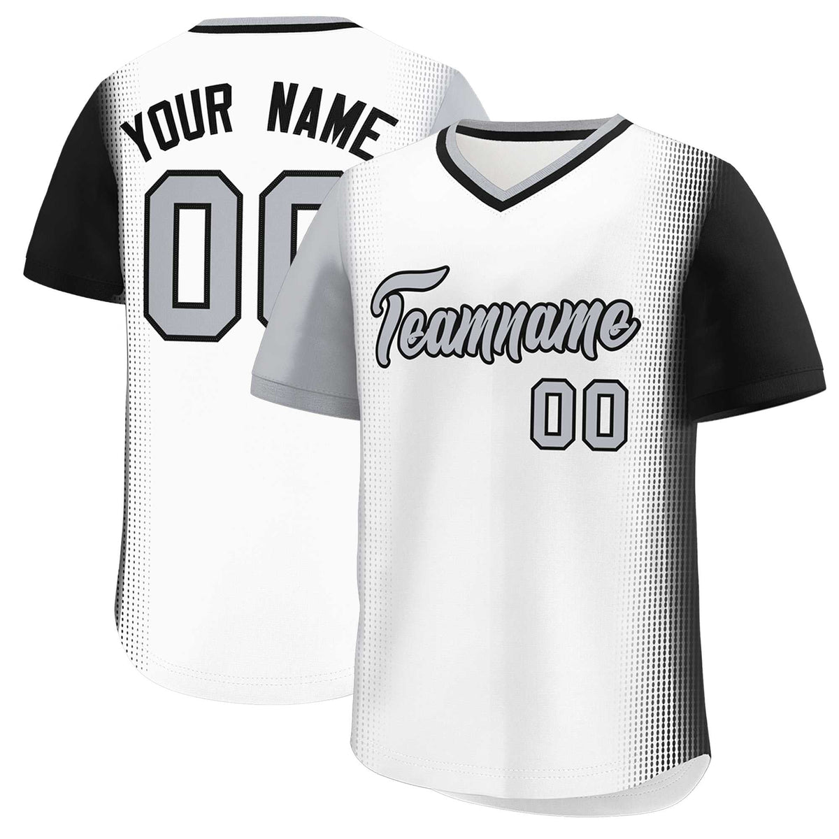Custom White Gray-Black Personalized Raglan Sleeves Authentic Baseball Jersey | KXKSHOP