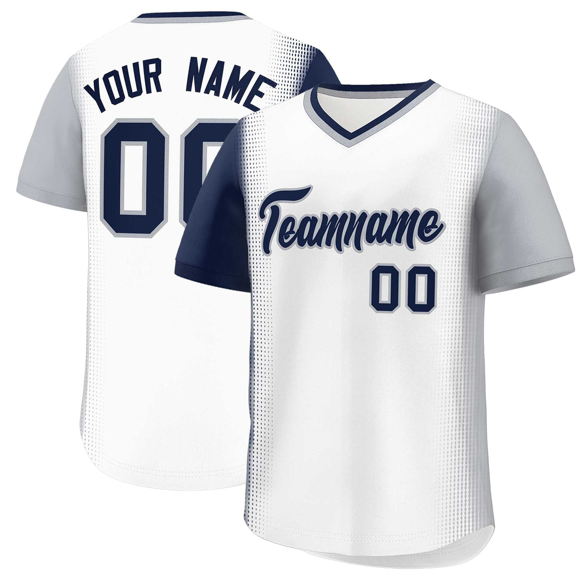Custom White Navy-Gray Personalized Raglan Sleeves Authentic Baseball Jersey | KXKSHOP