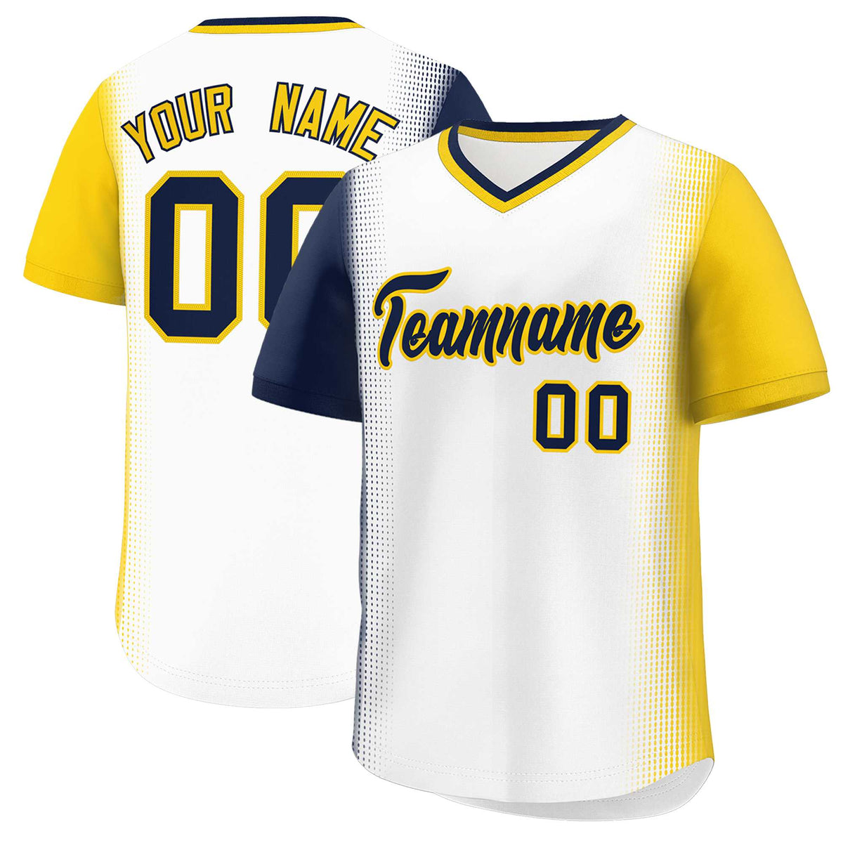 Custom White Navy-Gold Personalized Raglan Sleeves Authentic Baseball Jersey | KXKSHOP