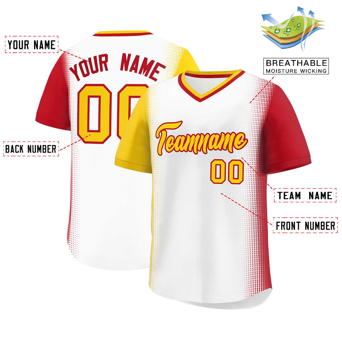 Custom White Gold-Red Personalized Raglan Sleeves Authentic Baseball Jersey | KXKSHOP