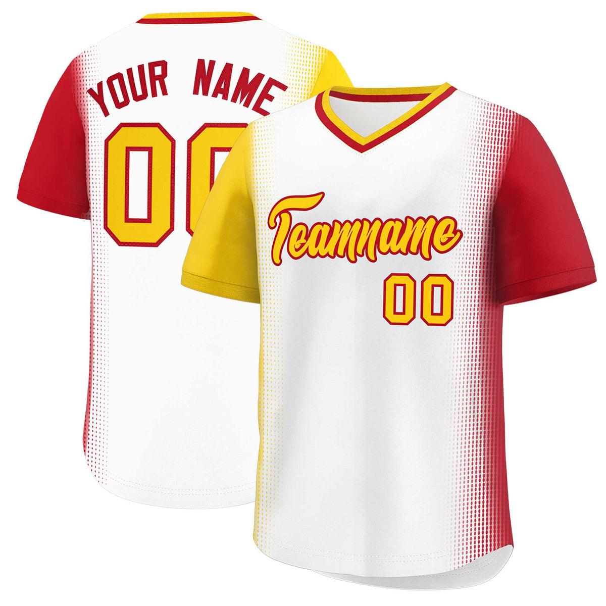 Custom White Gold-Red Personalized Raglan Sleeves Authentic Baseball Jersey | KXKSHOP