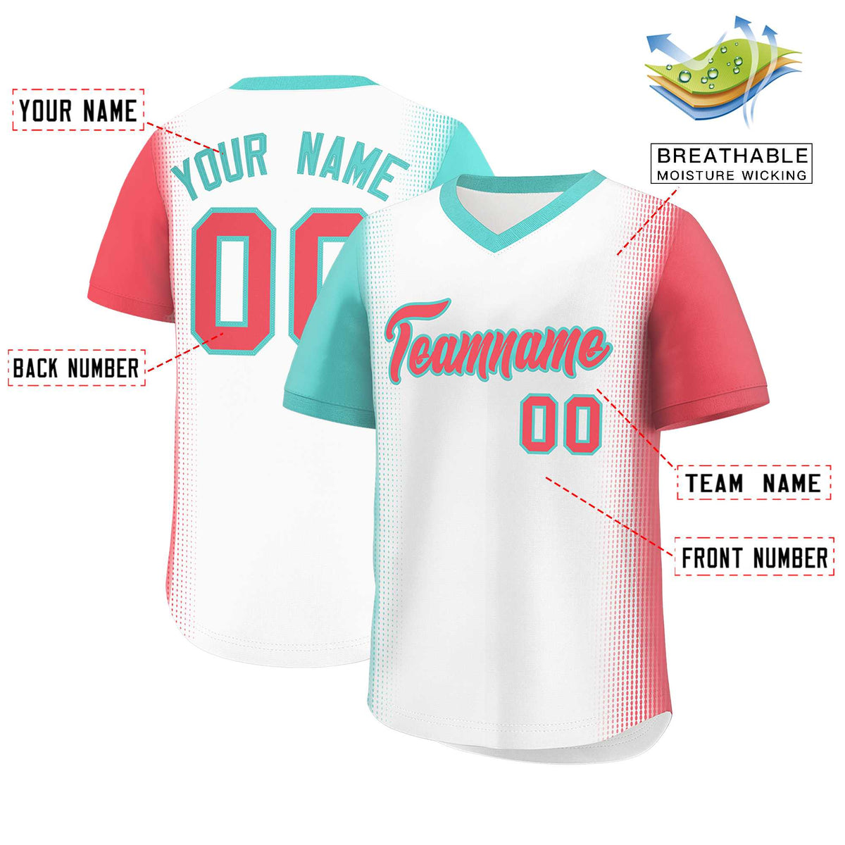 Custom White Bright Green-Light Red Personalized Raglan Sleeves Authentic Baseball Jersey | KXKSHOP