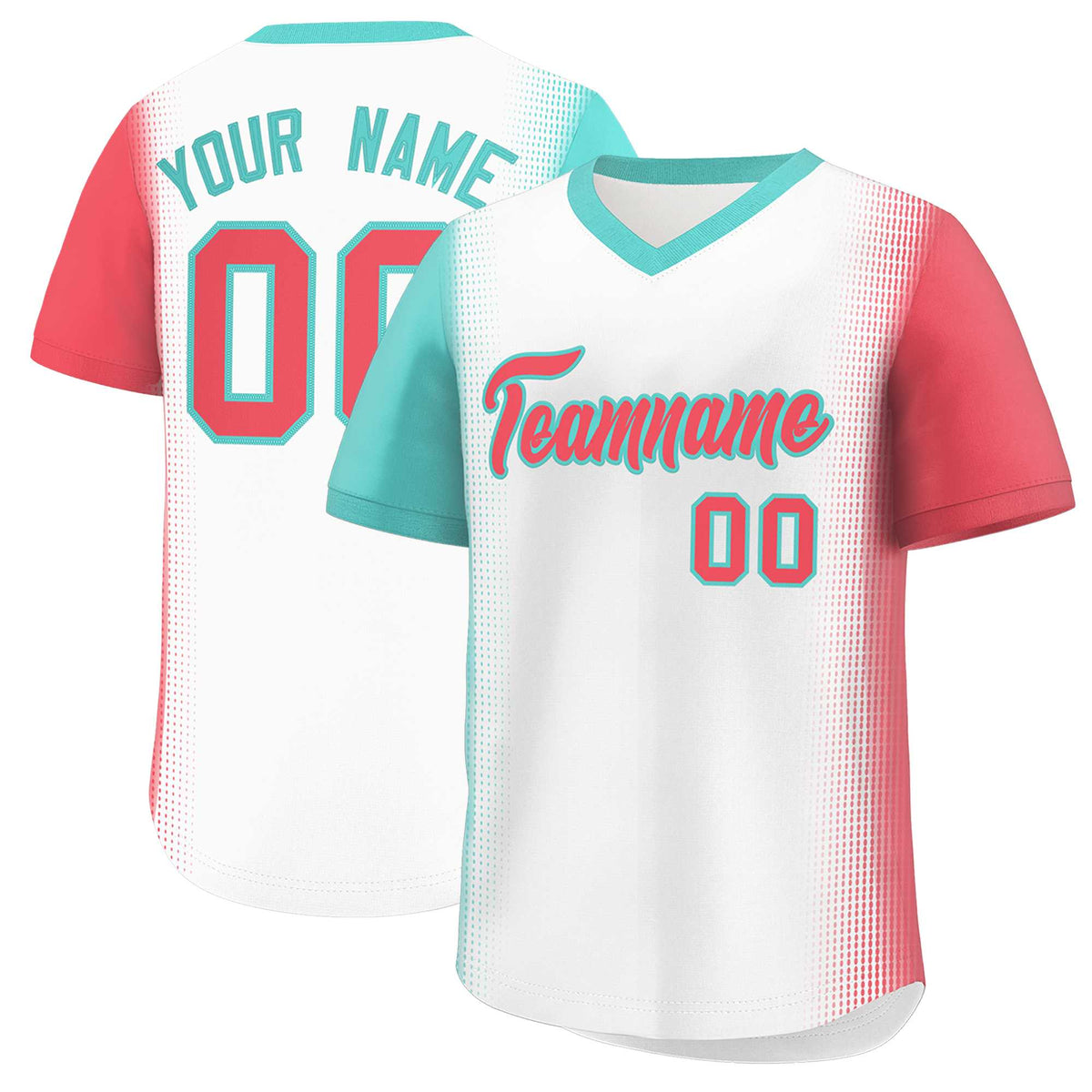 Custom White Bright Green-Light Red Personalized Raglan Sleeves Authentic Baseball Jersey | KXKSHOP