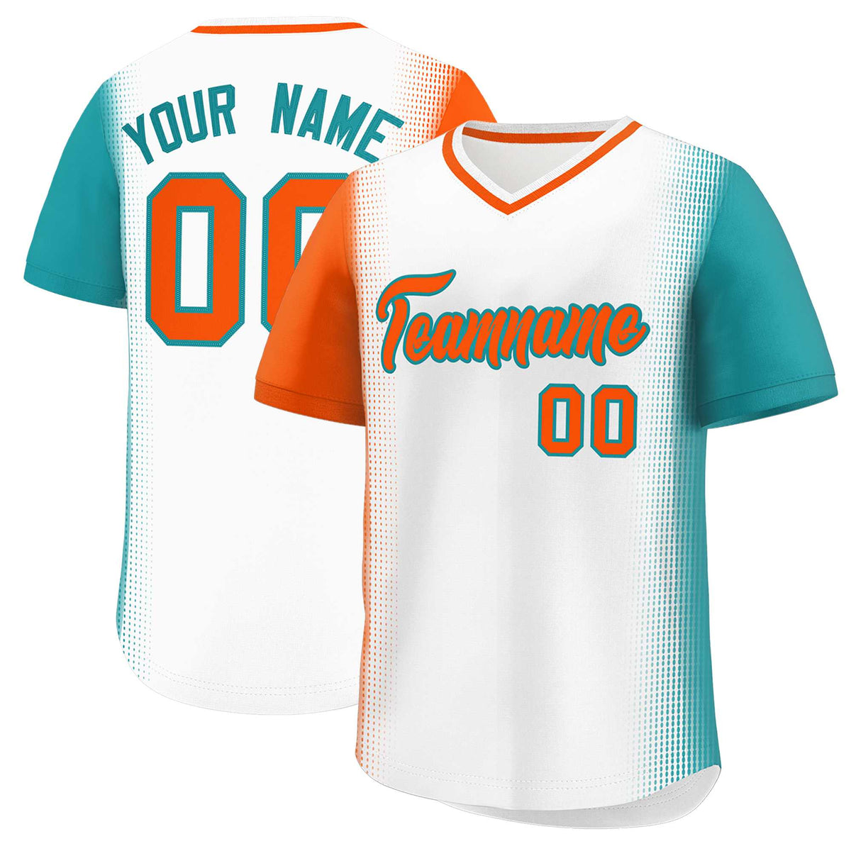 Custom White Orange-Aqua Personalized Raglan Sleeves Authentic Baseball Jersey | KXKSHOP