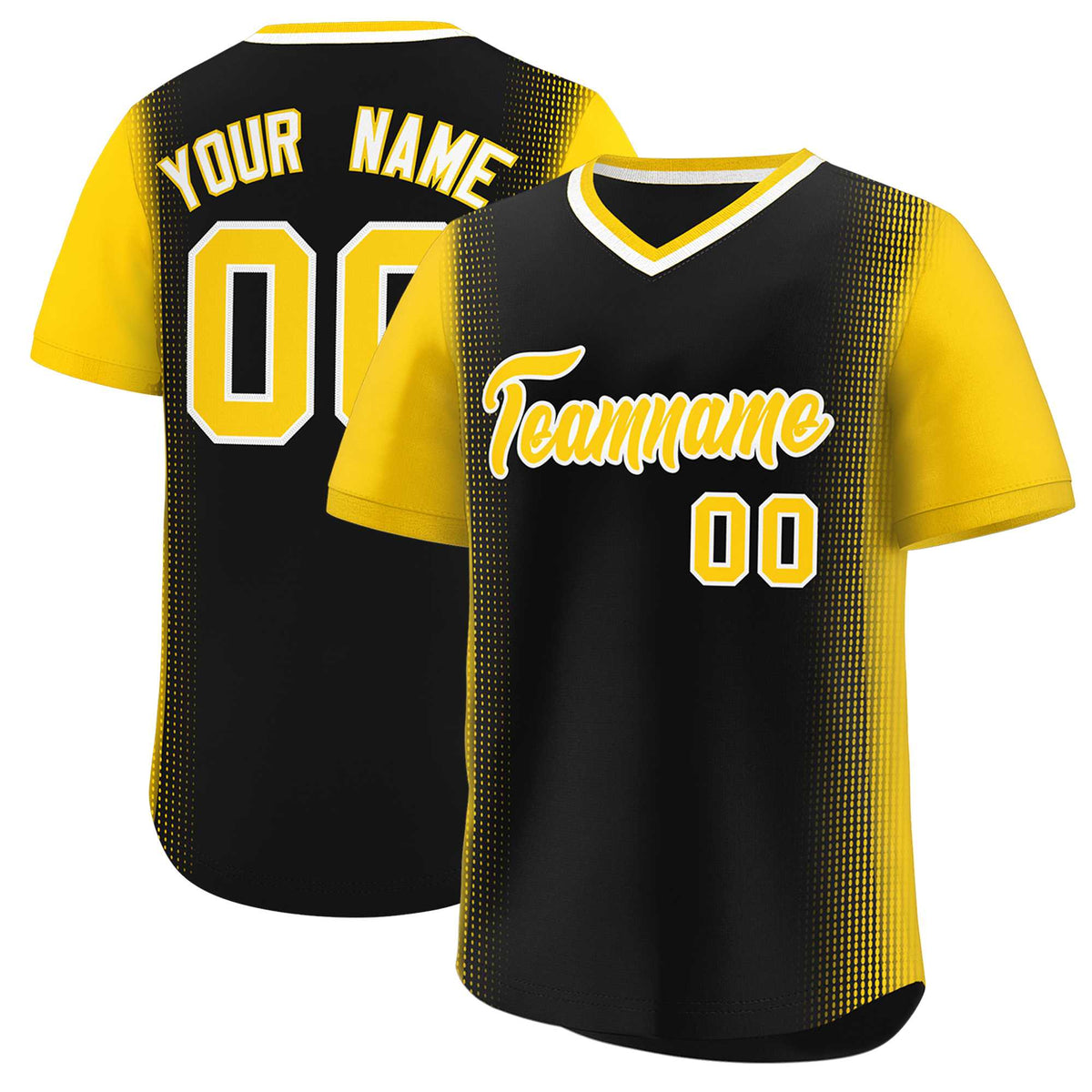 Custom Black Gold Personalized Raglan Sleeves Authentic Baseball Jersey | KXKSHOP