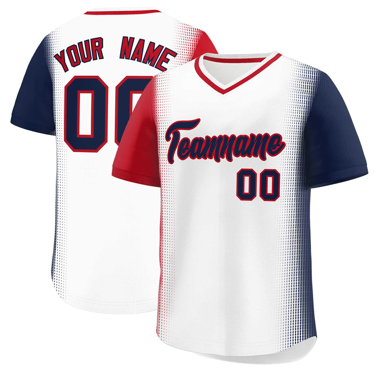 Custom White Red-Navy Personalized Raglan Sleeves Authentic Baseball Jersey | KXKSHOP