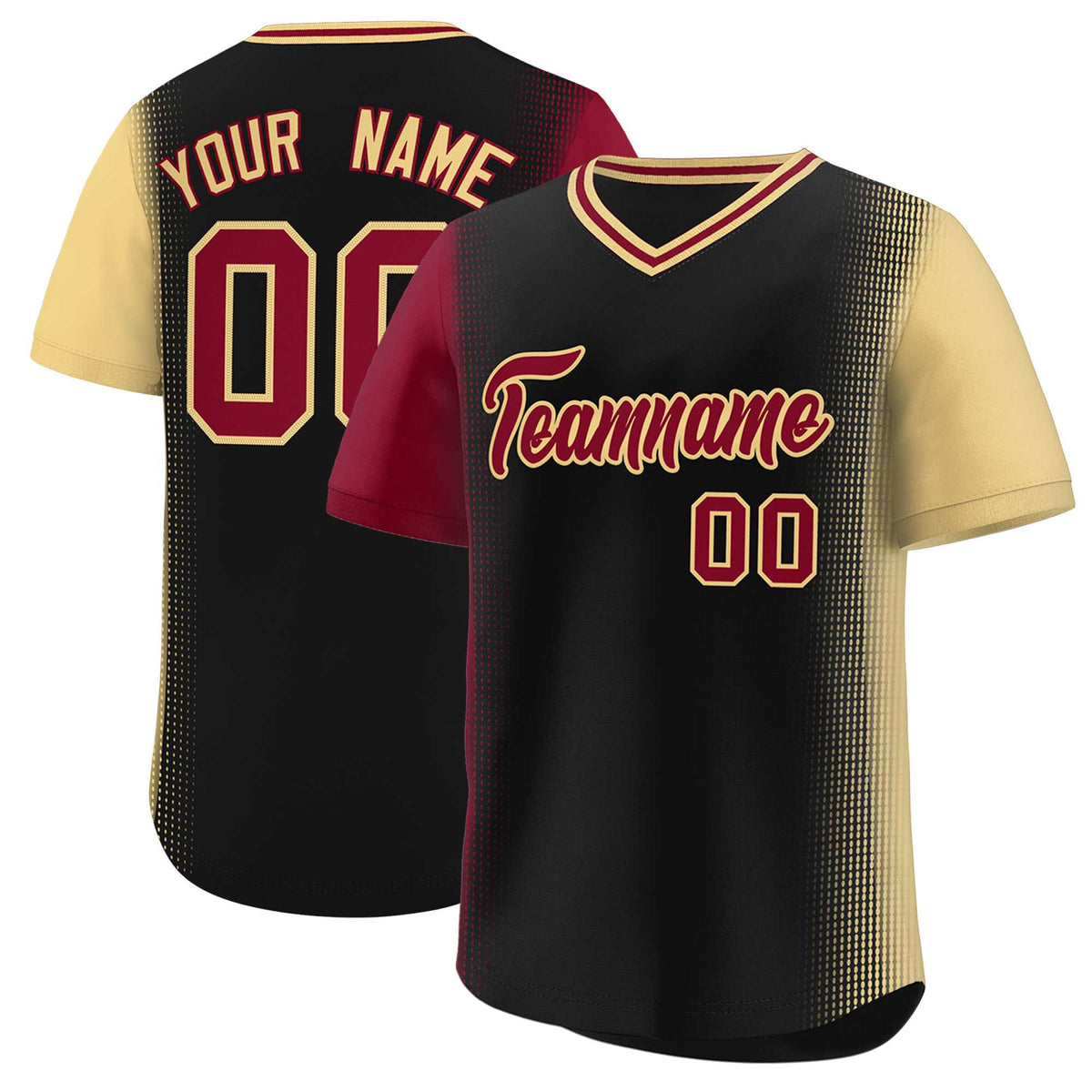 Custom Black Crimson-Khaki Personalized Raglan Sleeves Authentic Baseball Jersey | KXKSHOP