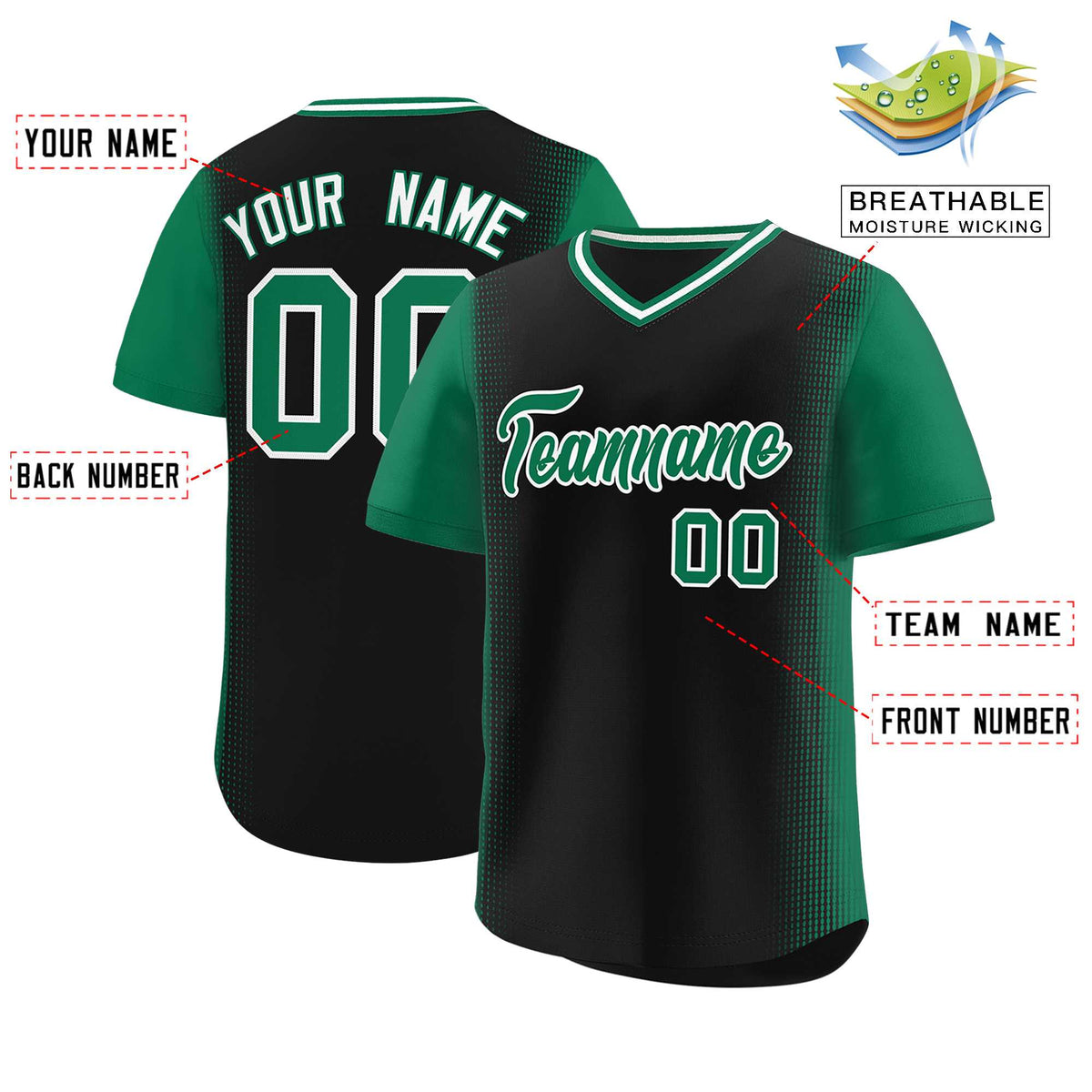Custom Black Kelly Green Personalized Raglan Sleeves Authentic Baseball Jersey | KXKSHOP