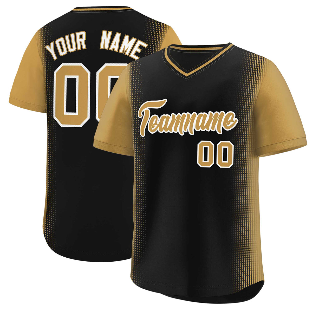 Custom Black Old Gold Personalized Raglan Sleeves Authentic Baseball Jersey | KXKSHOP