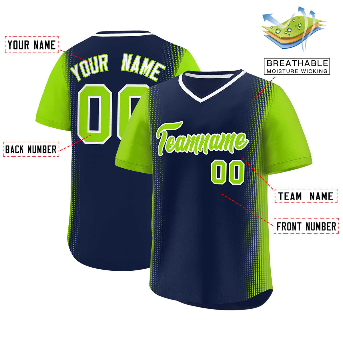 Custom Navy Neon Green Personalized Raglan Sleeves Authentic Baseball Jersey | KXKSHOP