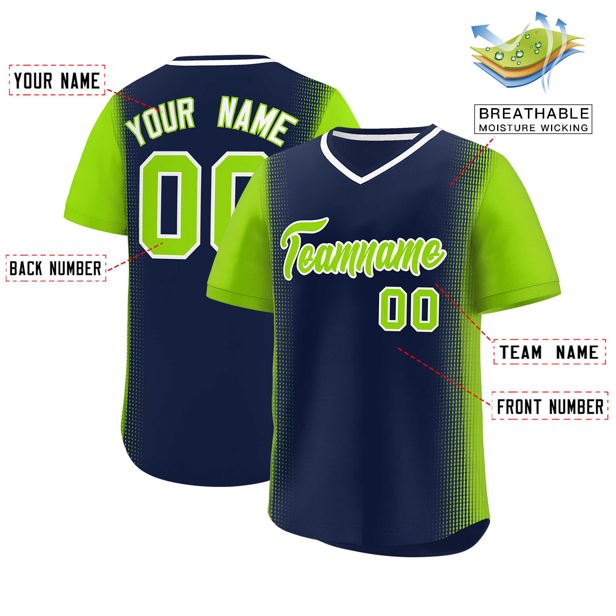 Custom Navy Neon Green Personalized Raglan Sleeves Authentic Baseball Jersey | KXKSHOP