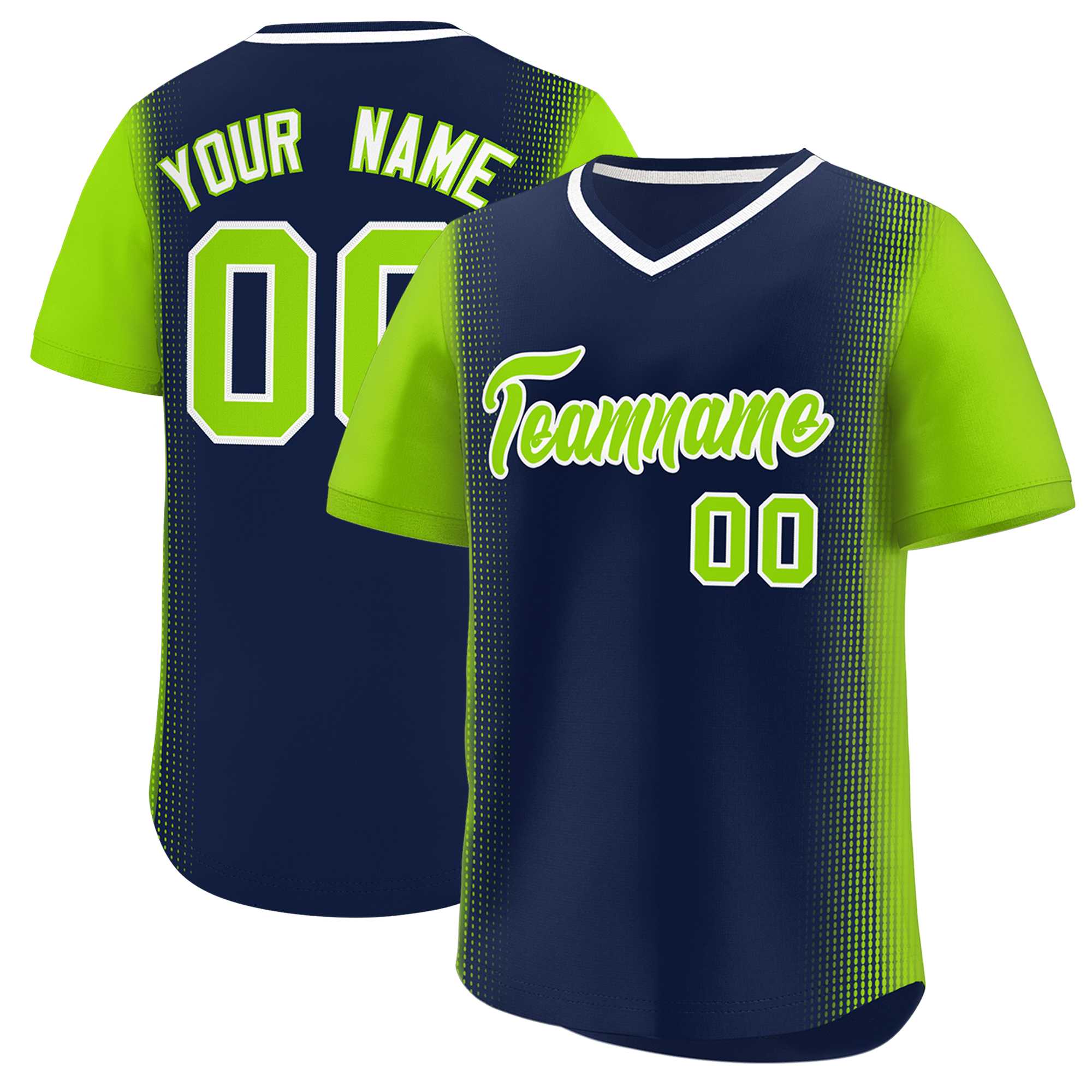 Custom Navy Neon Green Personalized Raglan Sleeves Authentic Baseball Jersey | KXKSHOP