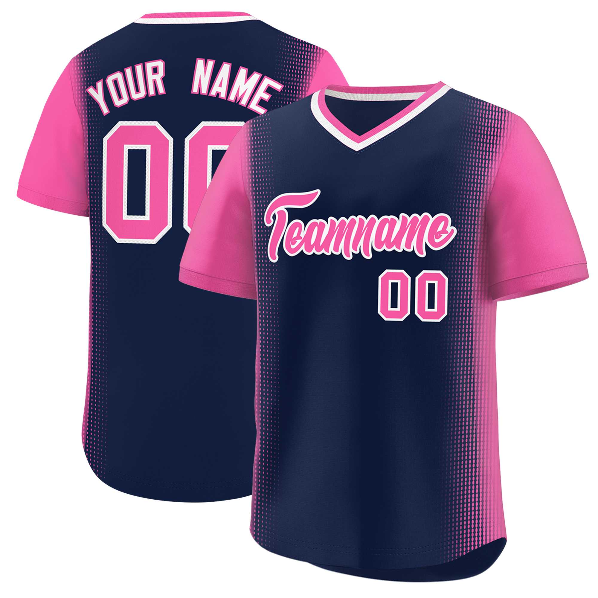 Custom Navy Pink Personalized Raglan Sleeves Authentic Baseball Jersey | KXKSHOP