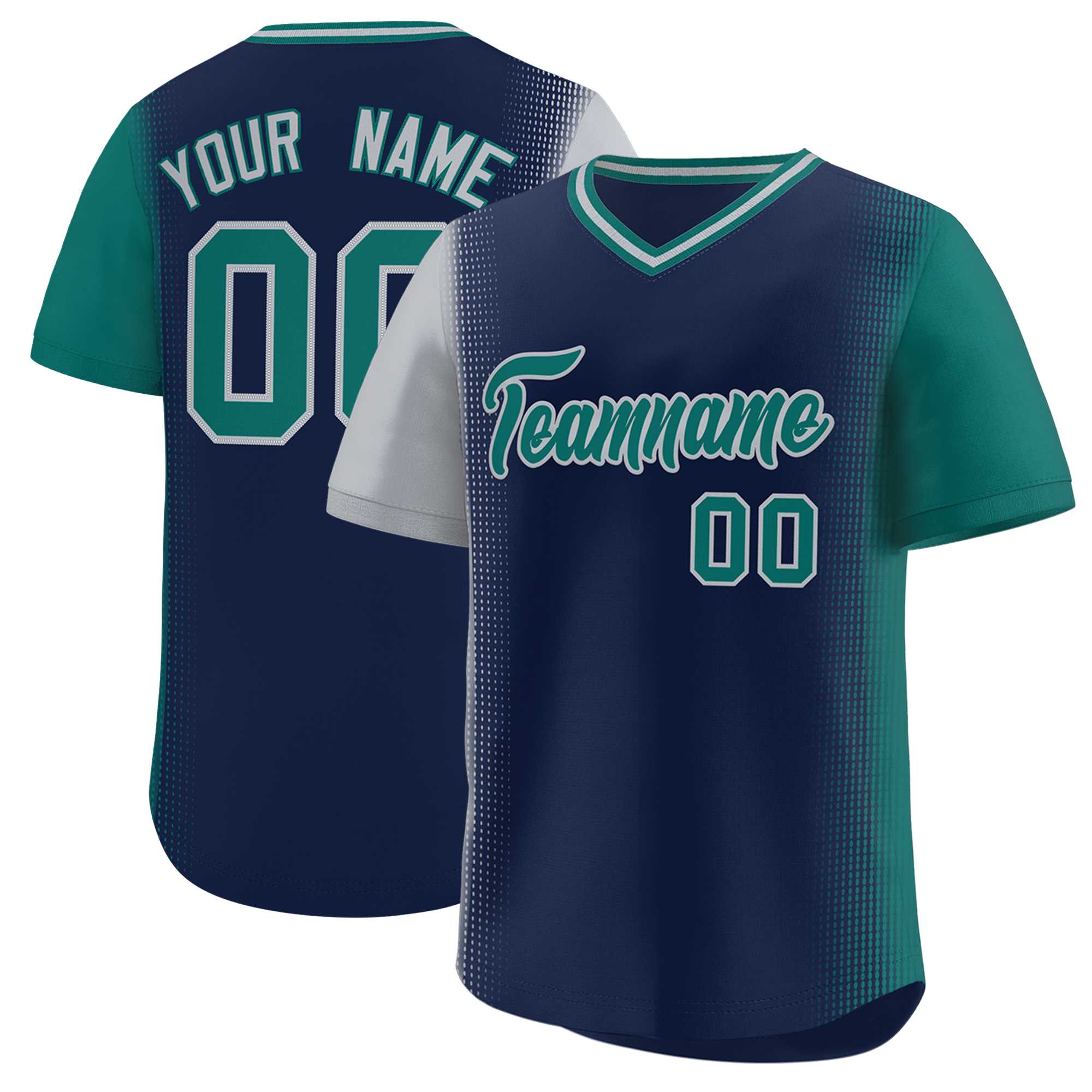 Custom Navy Gray-Aqua Personalized Raglan Sleeves Authentic Baseball Jersey | KXKSHOP