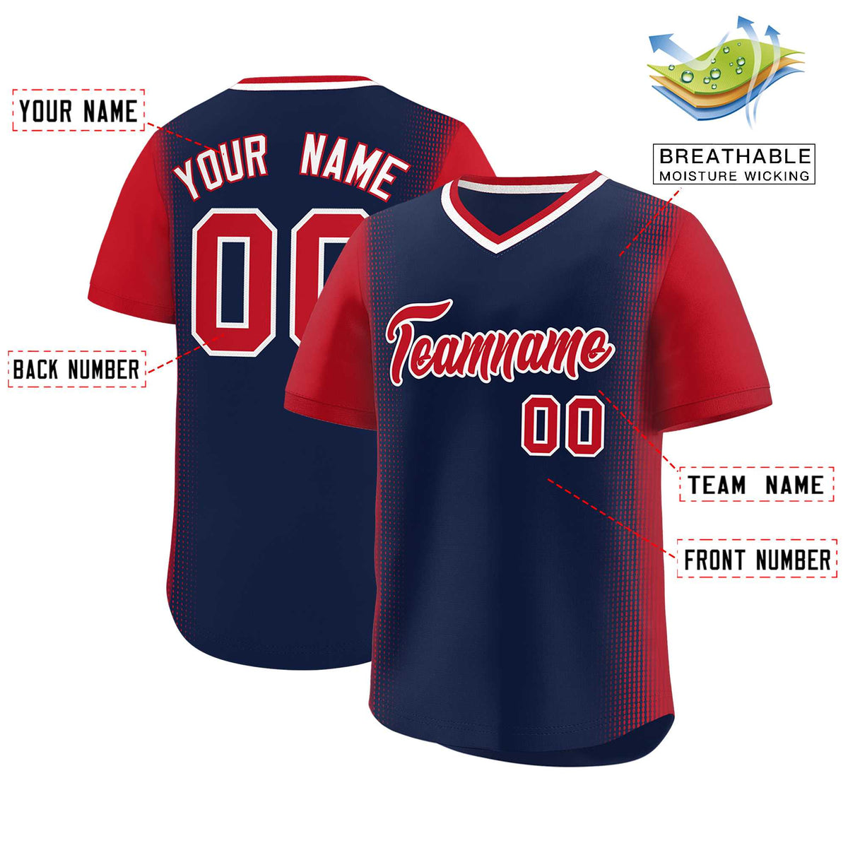 Custom Navy Red Personalized Raglan Sleeves Authentic Baseball Jersey | KXKSHOP