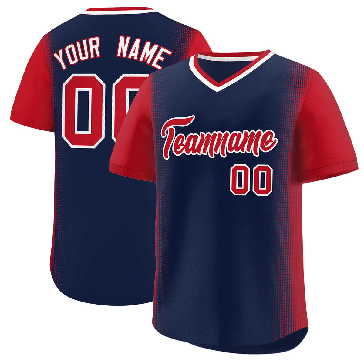 Custom Navy Red Personalized Raglan Sleeves Authentic Baseball Jersey | KXKSHOP