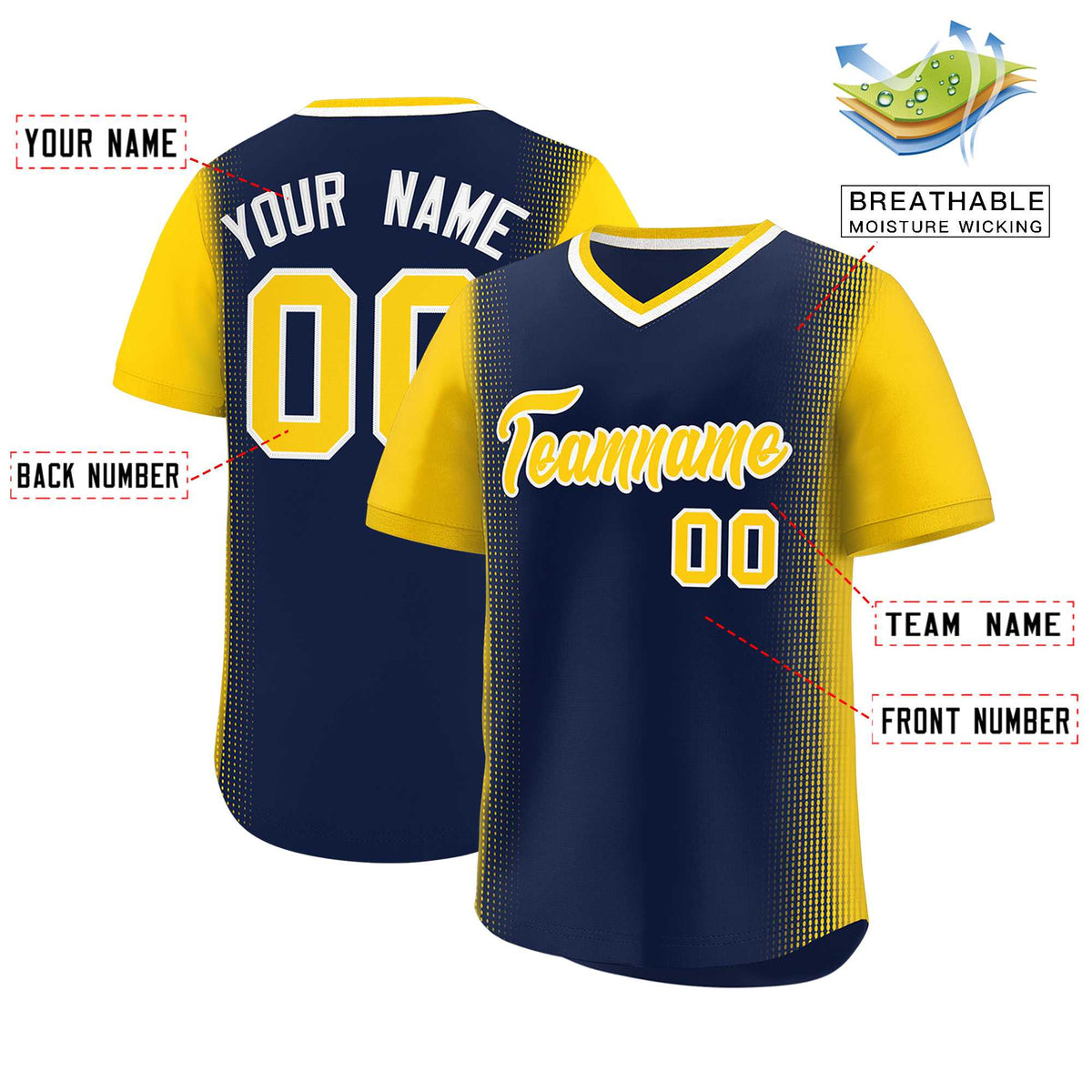 Custom Navy Gold Personalized Raglan Sleeves Authentic Baseball Jersey | KXKSHOP