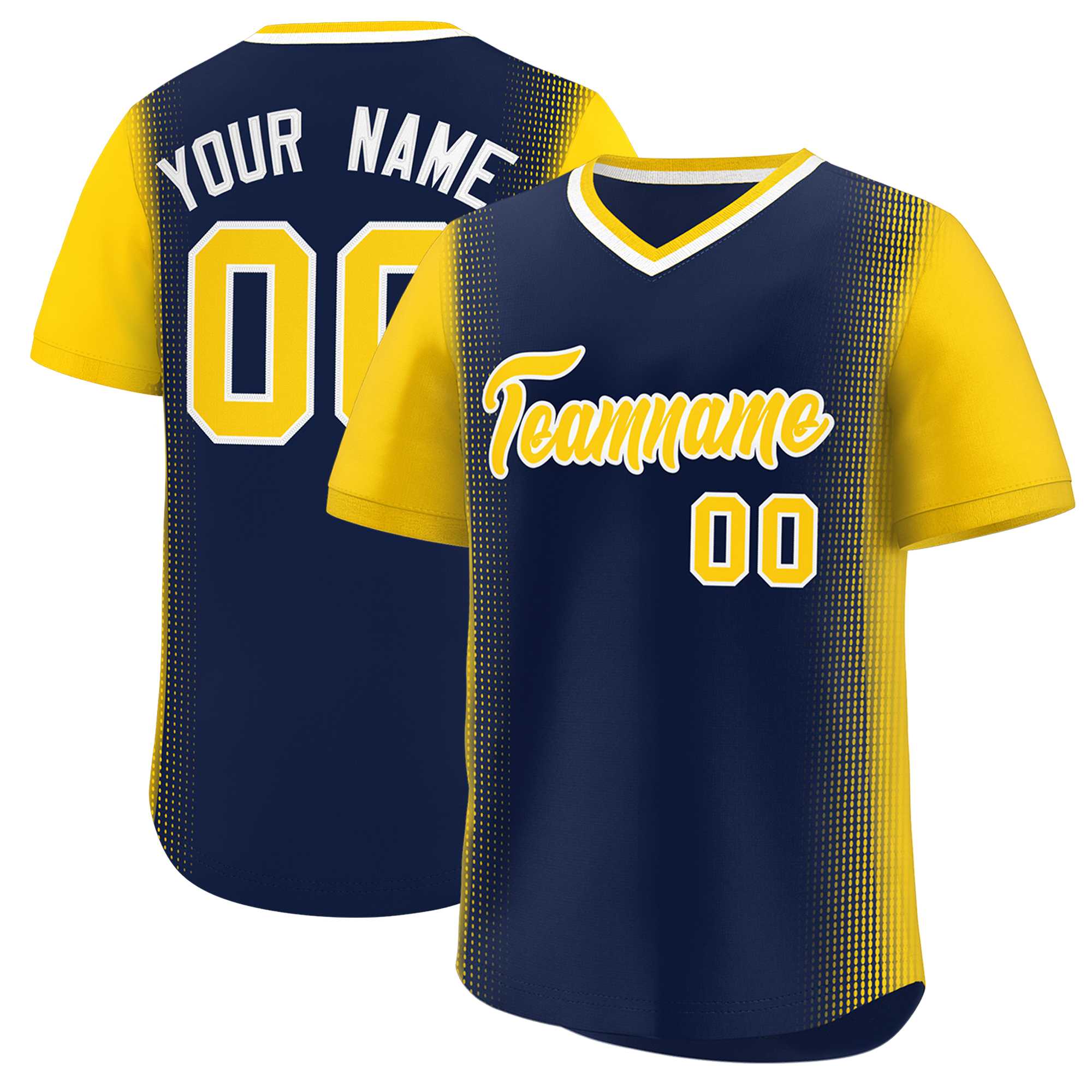 Custom Navy Gold Personalized Raglan Sleeves Authentic Baseball Jersey | KXKSHOP