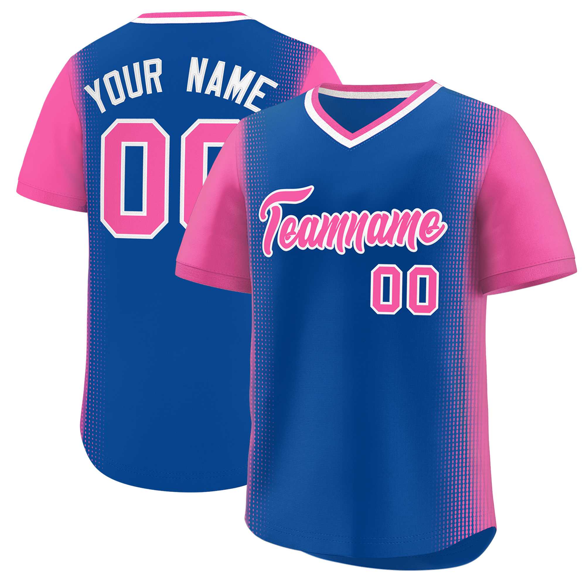 Custom Royal Pink Personalized Raglan Sleeves Authentic Baseball Jersey | KXKSHOP