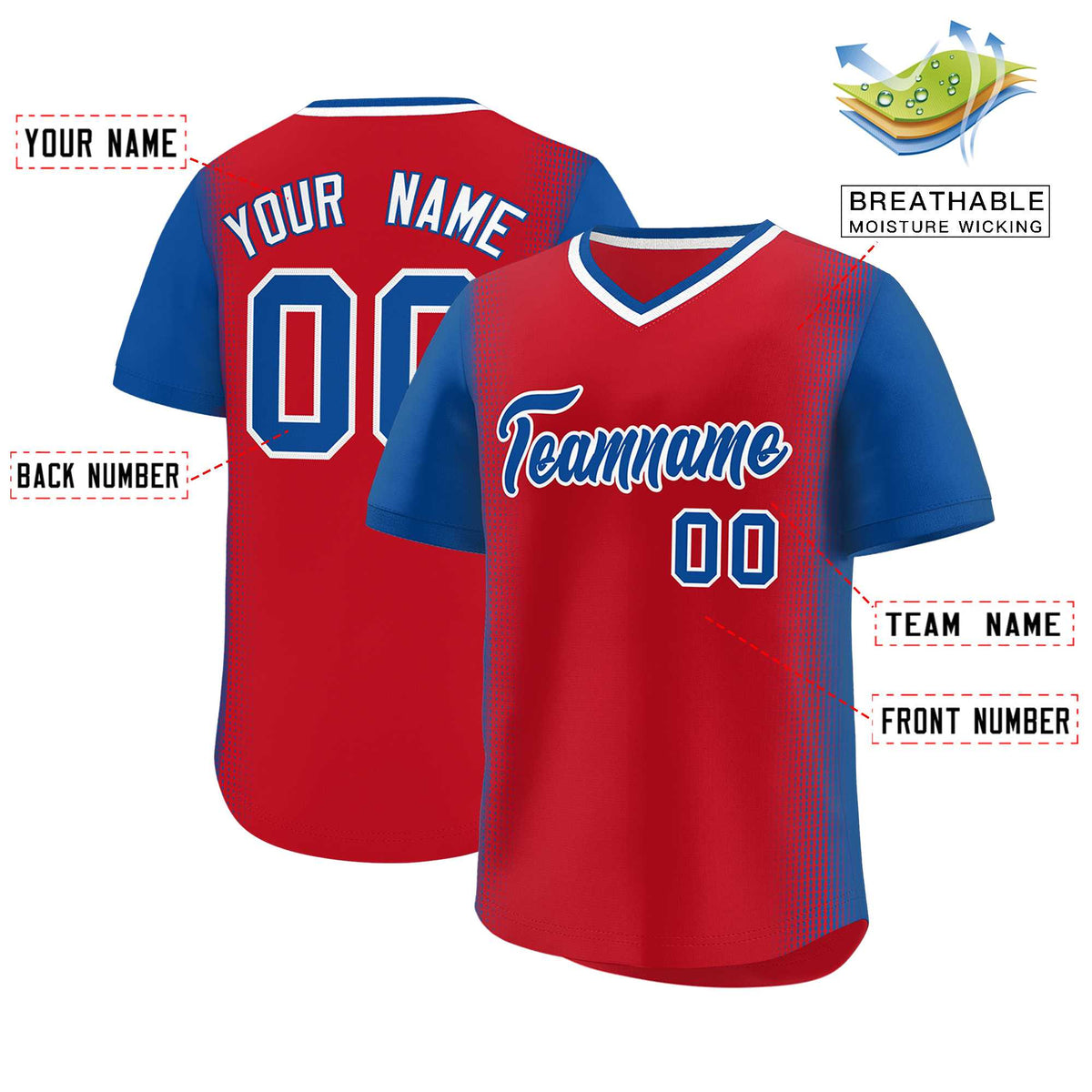 Custom Red Royal Personalized Raglan Sleeves Authentic Baseball Jersey | KXKSHOP