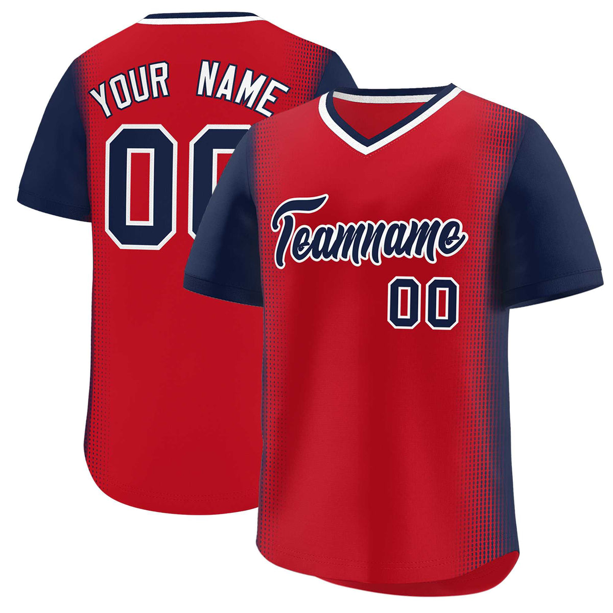 Custom Red Navy Personalized Raglan Sleeves Authentic Baseball Jersey | KXKSHOP