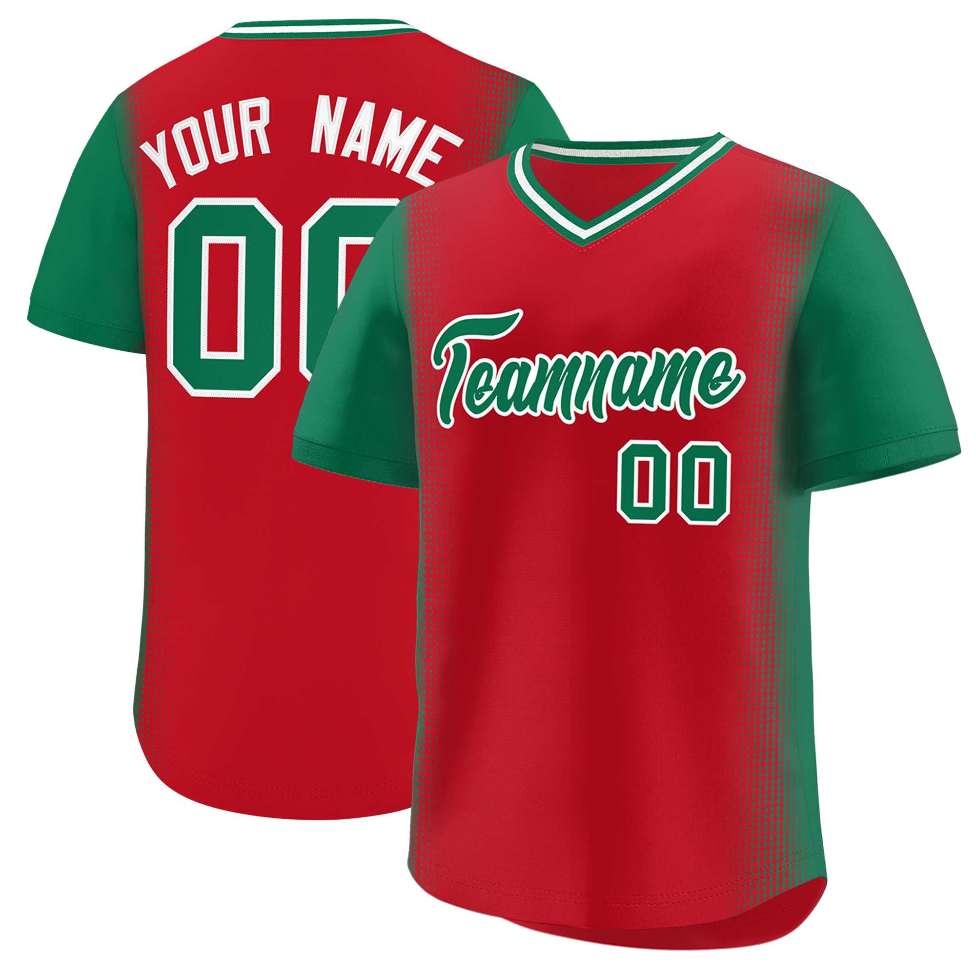 Custom Red Kelly Green Personalized Raglan Sleeves Authentic Baseball Jersey | KXKSHOP