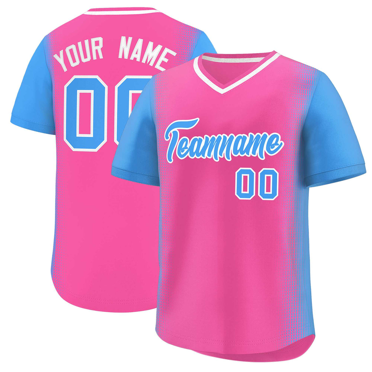 Custom Pink Powder Blue Personalized Raglan Sleeves Authentic Baseball Jersey | KXKSHOP