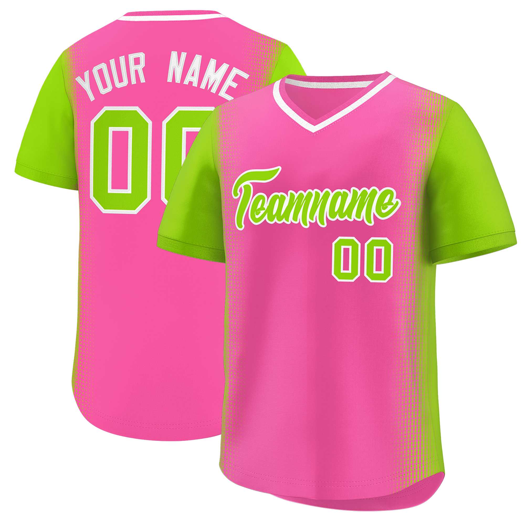 Custom Pink Neon Green Personalized Raglan Sleeves Authentic Baseball Jersey | KXKSHOP