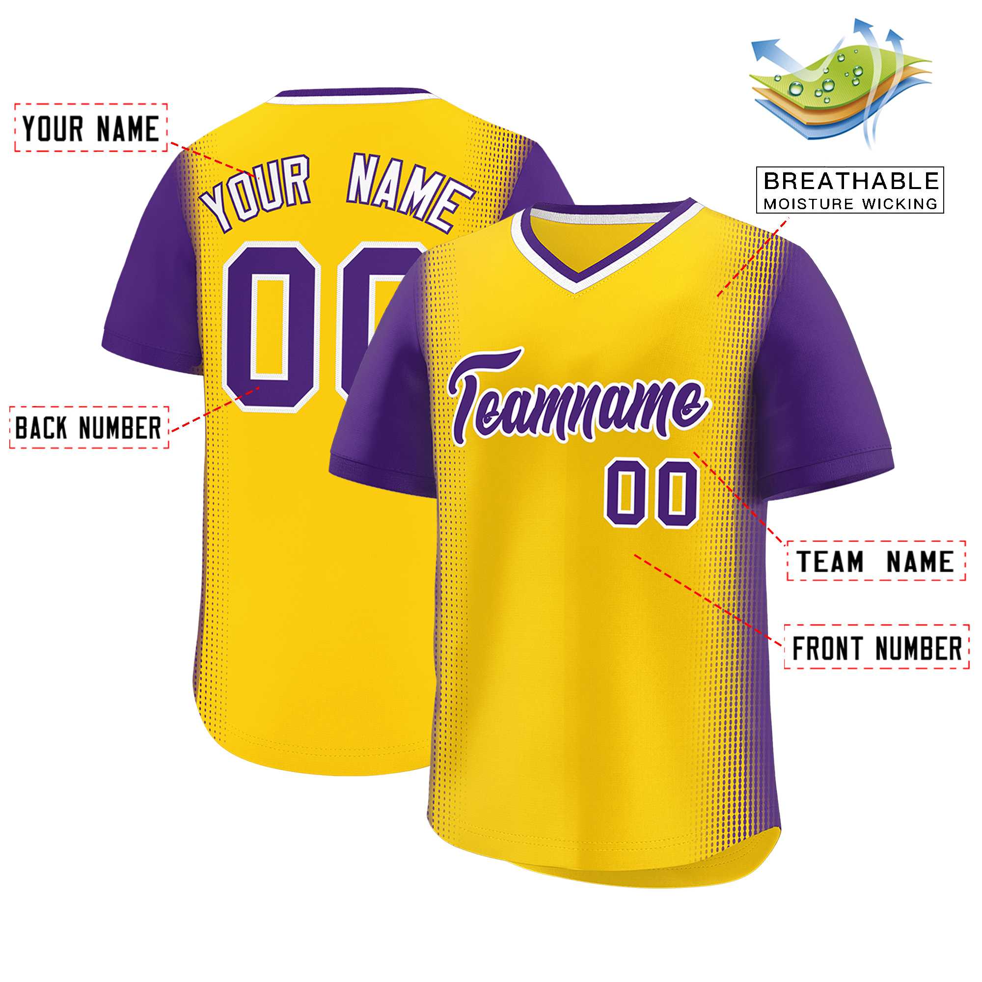 Custom Gold Purple Personalized Raglan Sleeves Authentic Baseball Jersey | KXKSHOP