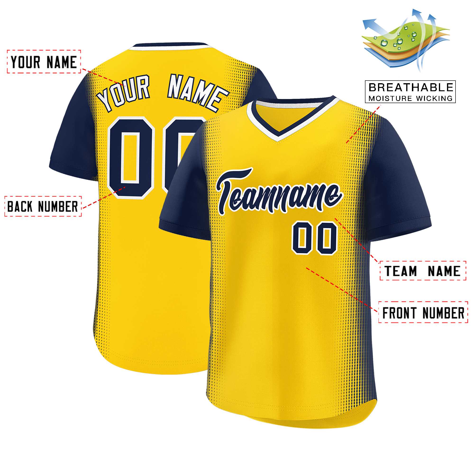 Custom Gold Navy Personalized Raglan Sleeves Authentic Baseball Jersey | KXKSHOP