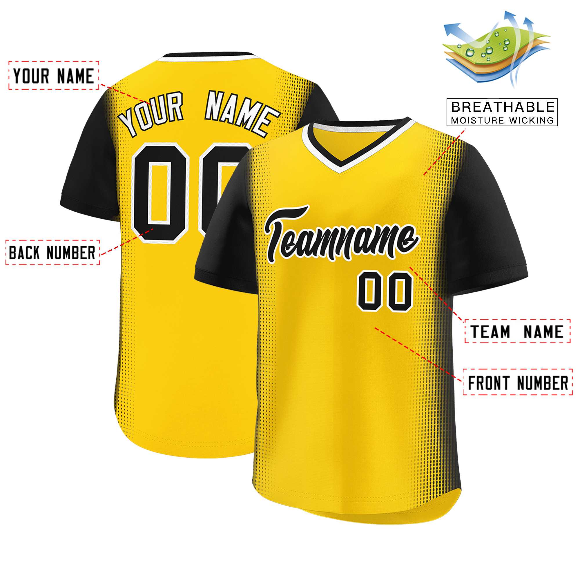 Custom Gold Black Personalized Raglan Sleeves Authentic Baseball Jersey | KXKSHOP