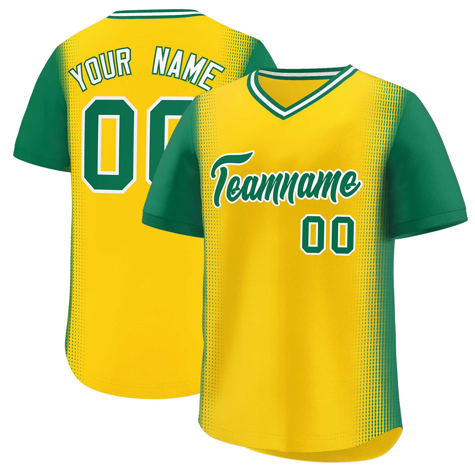 Custom Gold Kelly Green Personalized Raglan Sleeves Authentic Baseball Jersey | KXKSHOP