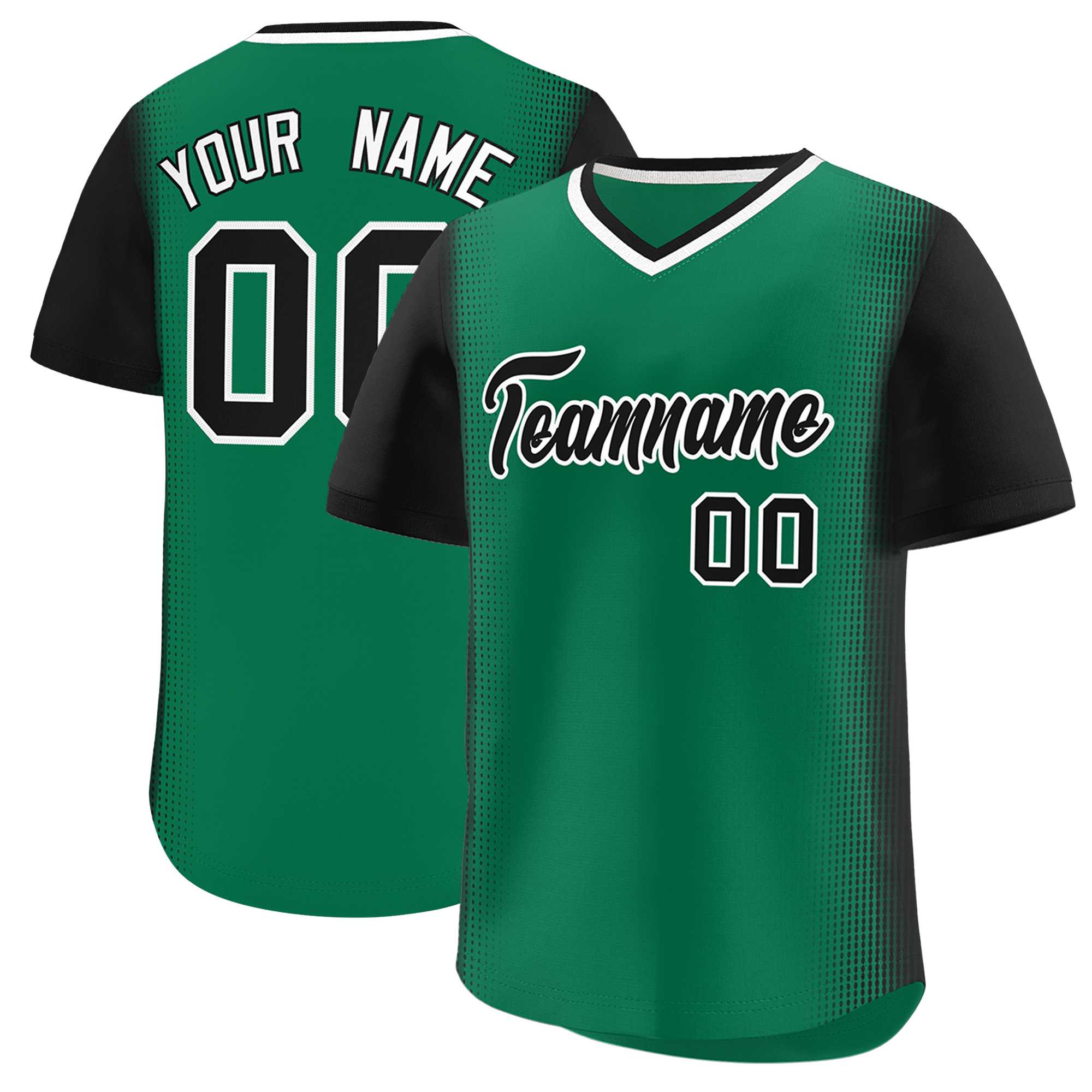 Custom Kelly Green Black Personalized Raglan Sleeves Authentic Baseball Jersey | KXKSHOP