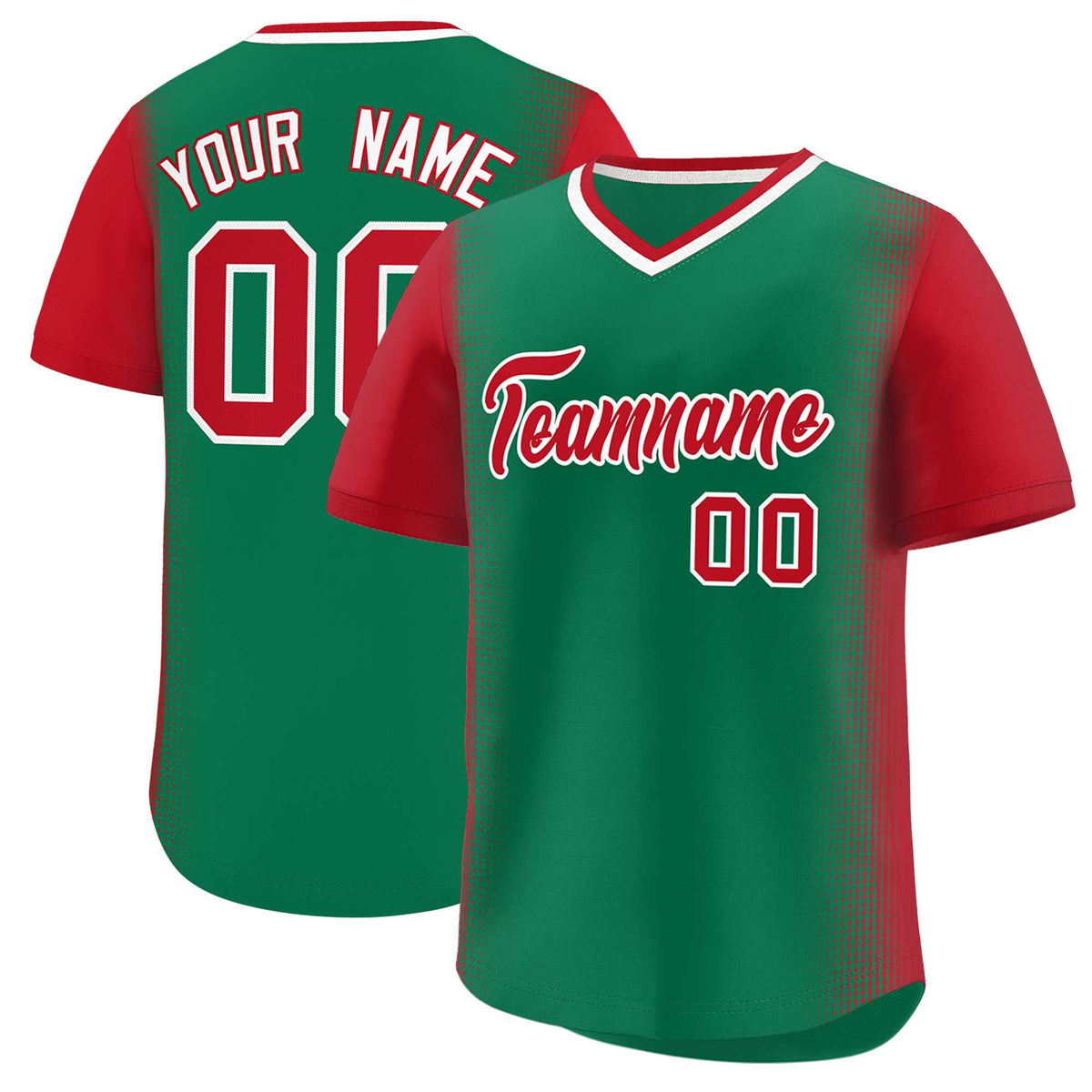 Custom Kelly Green Red Personalized Raglan Sleeves Authentic Baseball Jersey | KXKSHOP