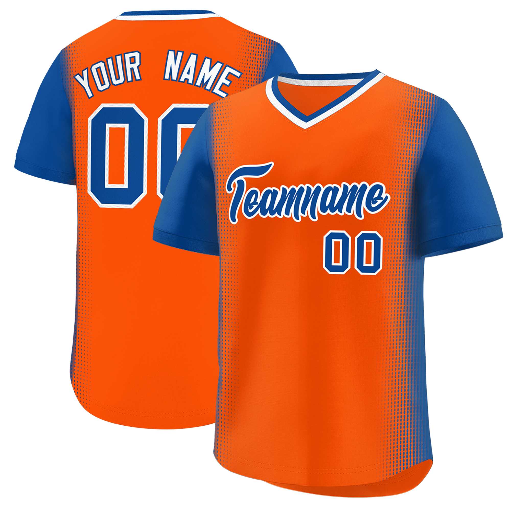 Custom Orange Royal Personalized Raglan Sleeves Authentic Baseball Jersey | KXKSHOP