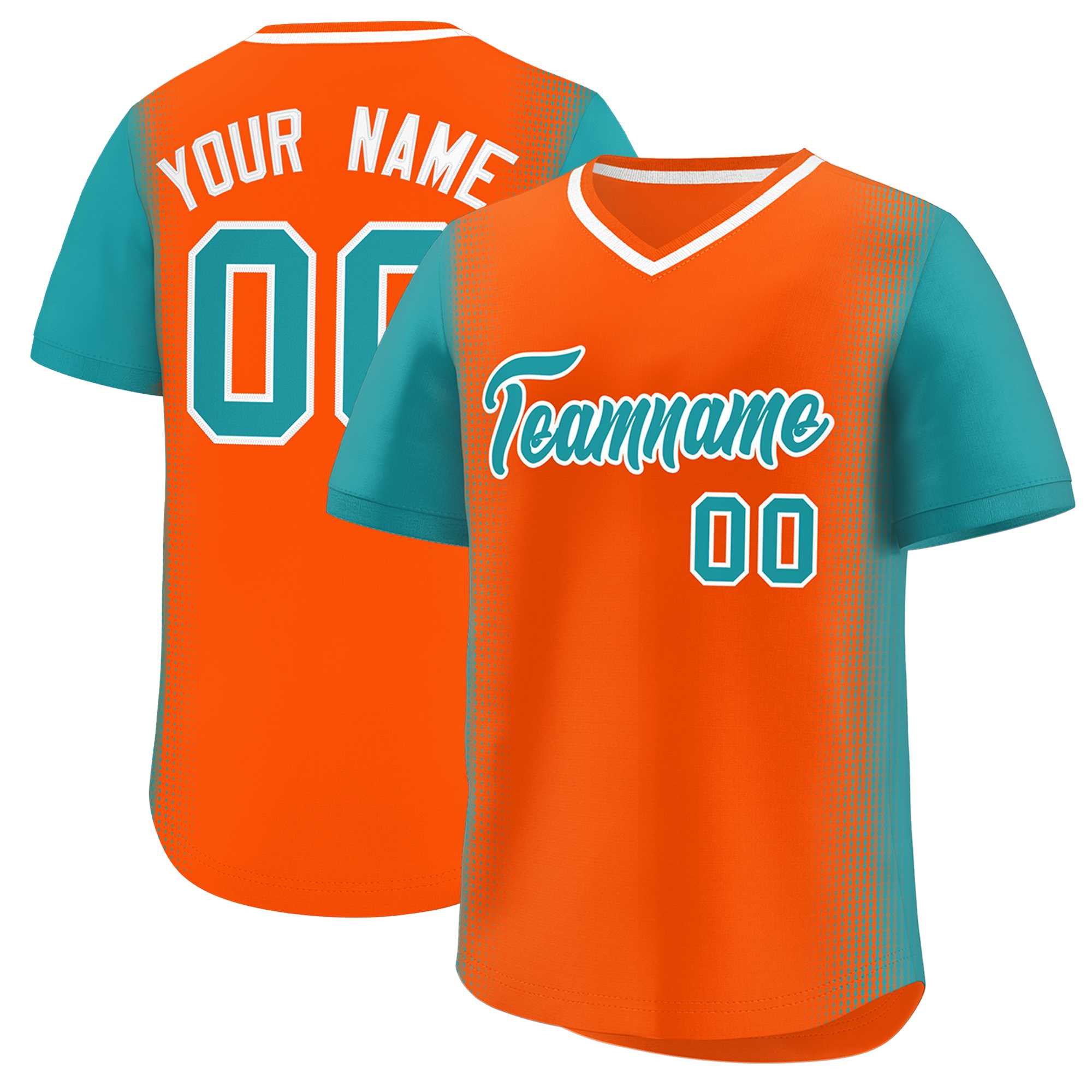 Custom Orange Aqua Personalized Raglan Sleeves Authentic Baseball Jersey | KXKSHOP