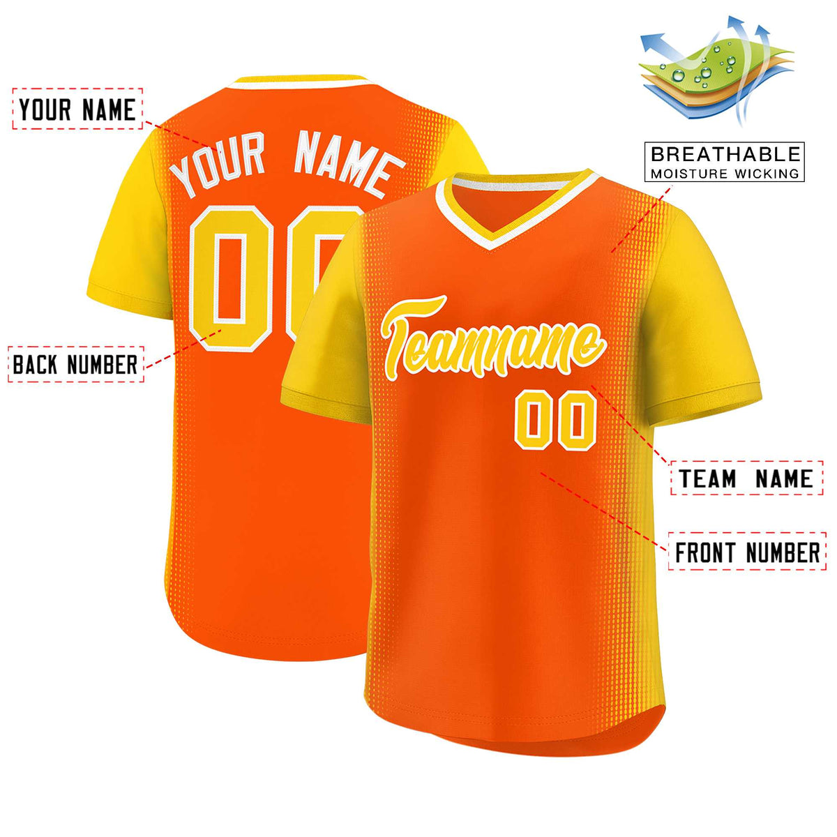 Custom Orange Gold Personalized Raglan Sleeves Authentic Baseball Jersey | KXKSHOP