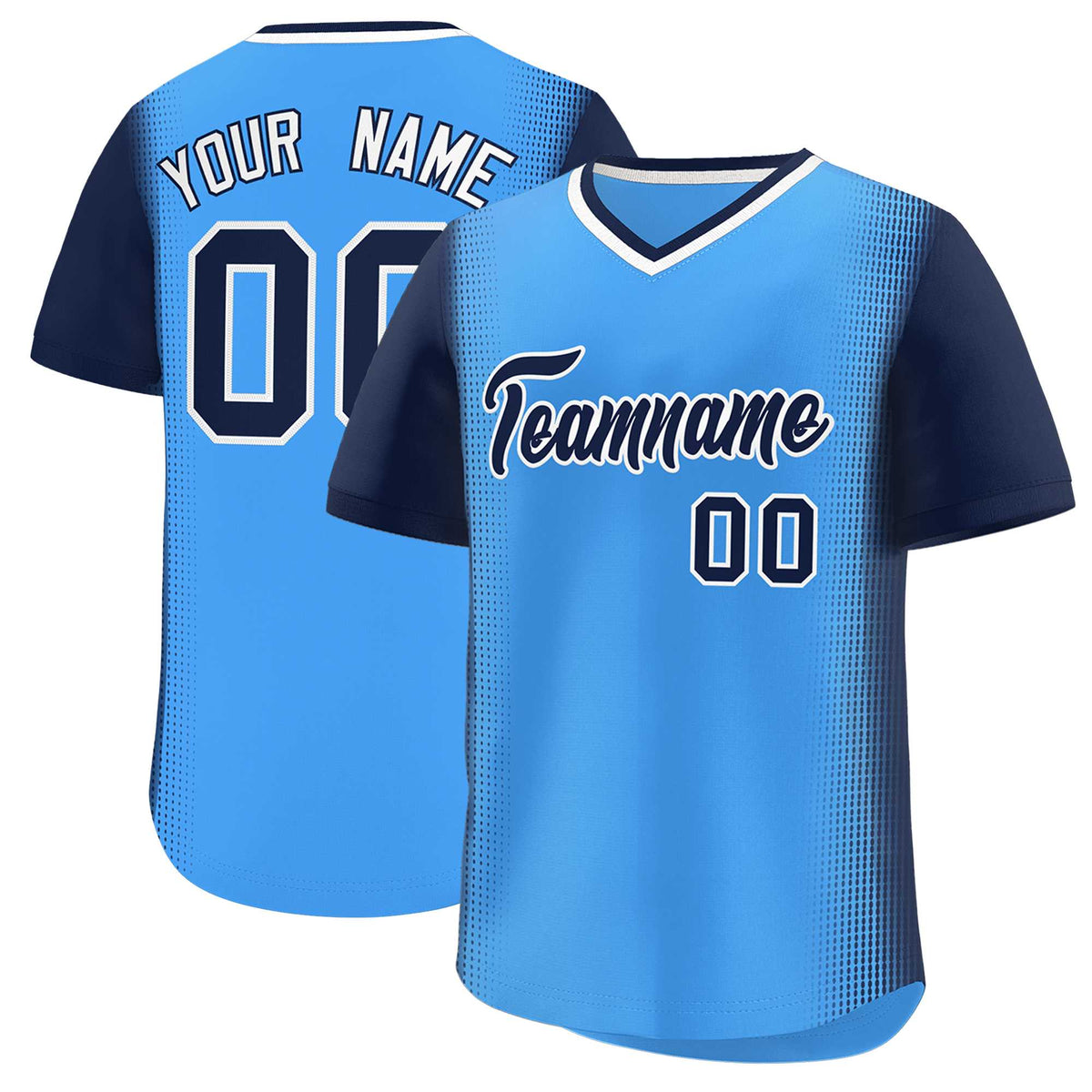 Custom Powder Blue Navy Personalized Raglan Sleeves Authentic Baseball Jersey | KXKSHOP