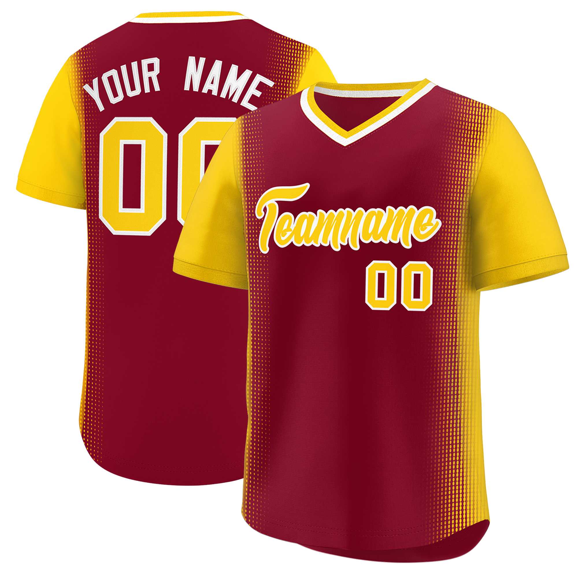 Custom Crimson Gold Personalized Raglan Sleeves Authentic Baseball Jersey | KXKSHOP