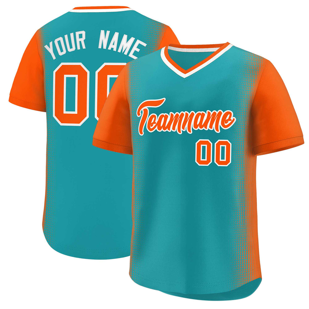 Custom Aqua Orange Personalized Raglan Sleeves Authentic Baseball Jersey | KXKSHOP
