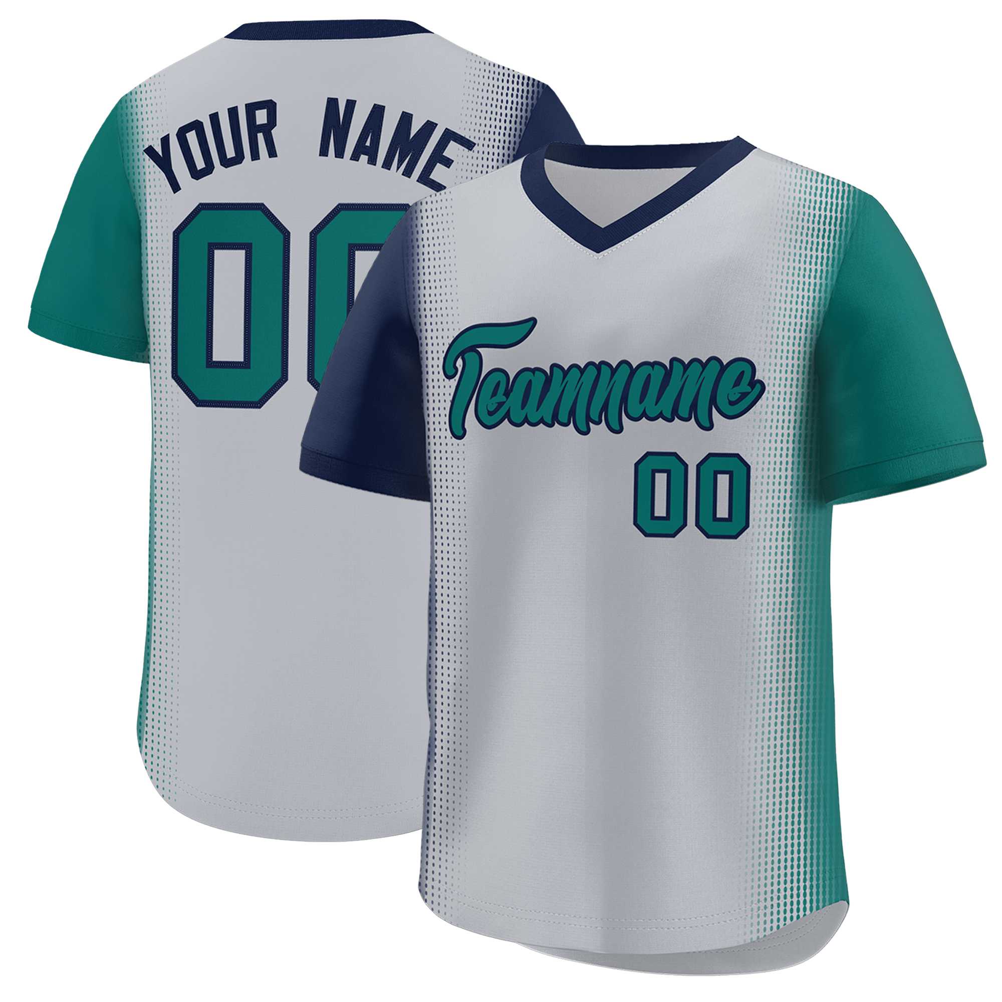 Custom Gray Navy-Aqua Personalized Raglan Sleeves Authentic Baseball Jersey | KXKSHOP
