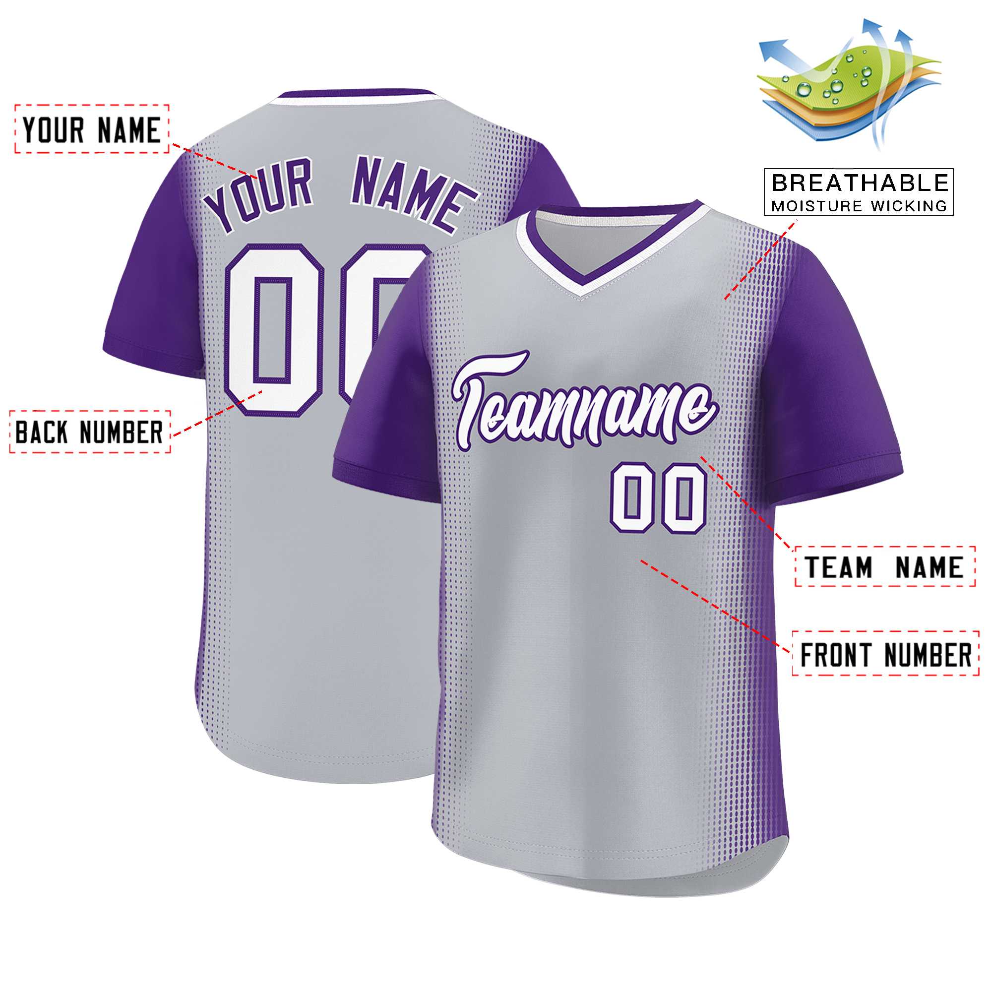 Custom Gray Purple Personalized Raglan Sleeves Authentic Baseball Jersey | KXKSHOP