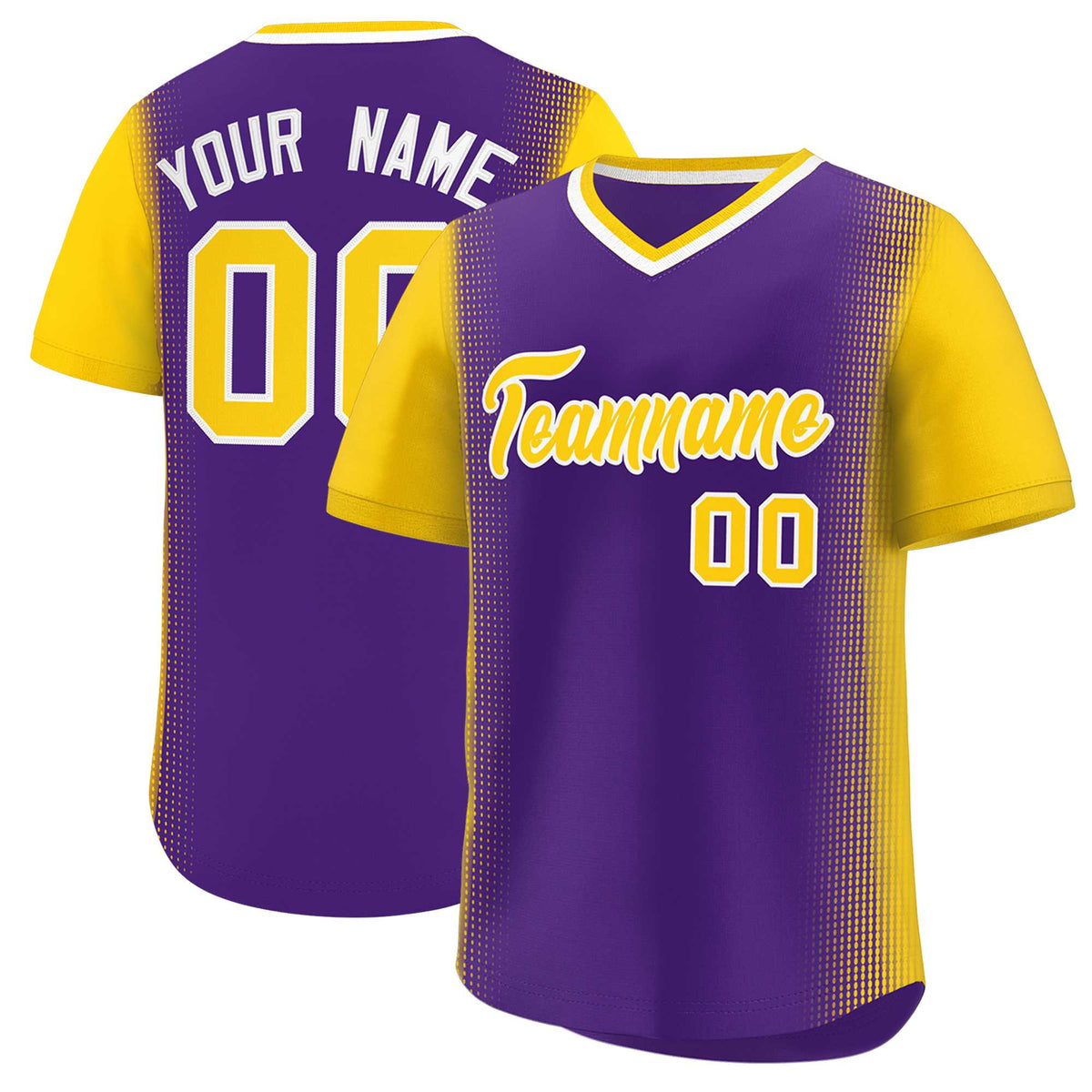 Custom Purple Gold Personalized Raglan Sleeves Authentic Baseball Jersey | KXKSHOP