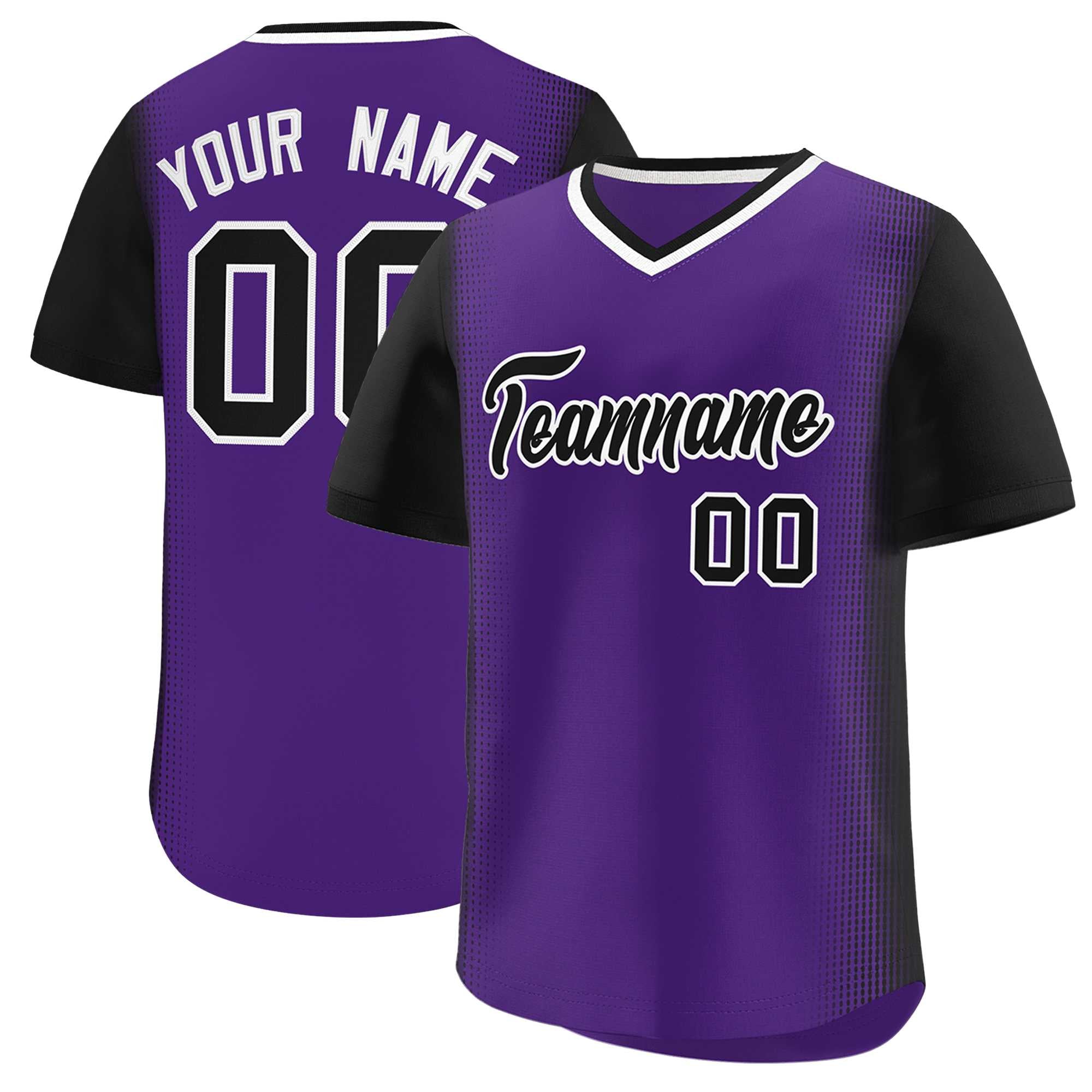 Custom Purple Black Personalized Raglan Sleeves Authentic Baseball Jersey | KXKSHOP