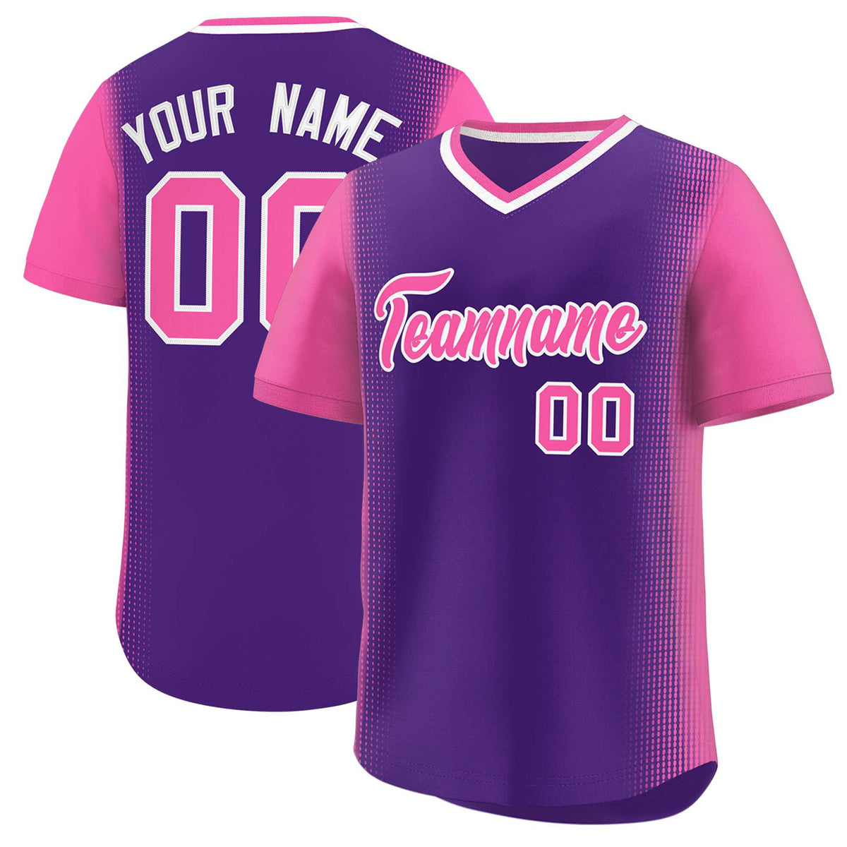 Custom Purple Pink Personalized Raglan Sleeves Authentic Baseball Jersey | KXKSHOP