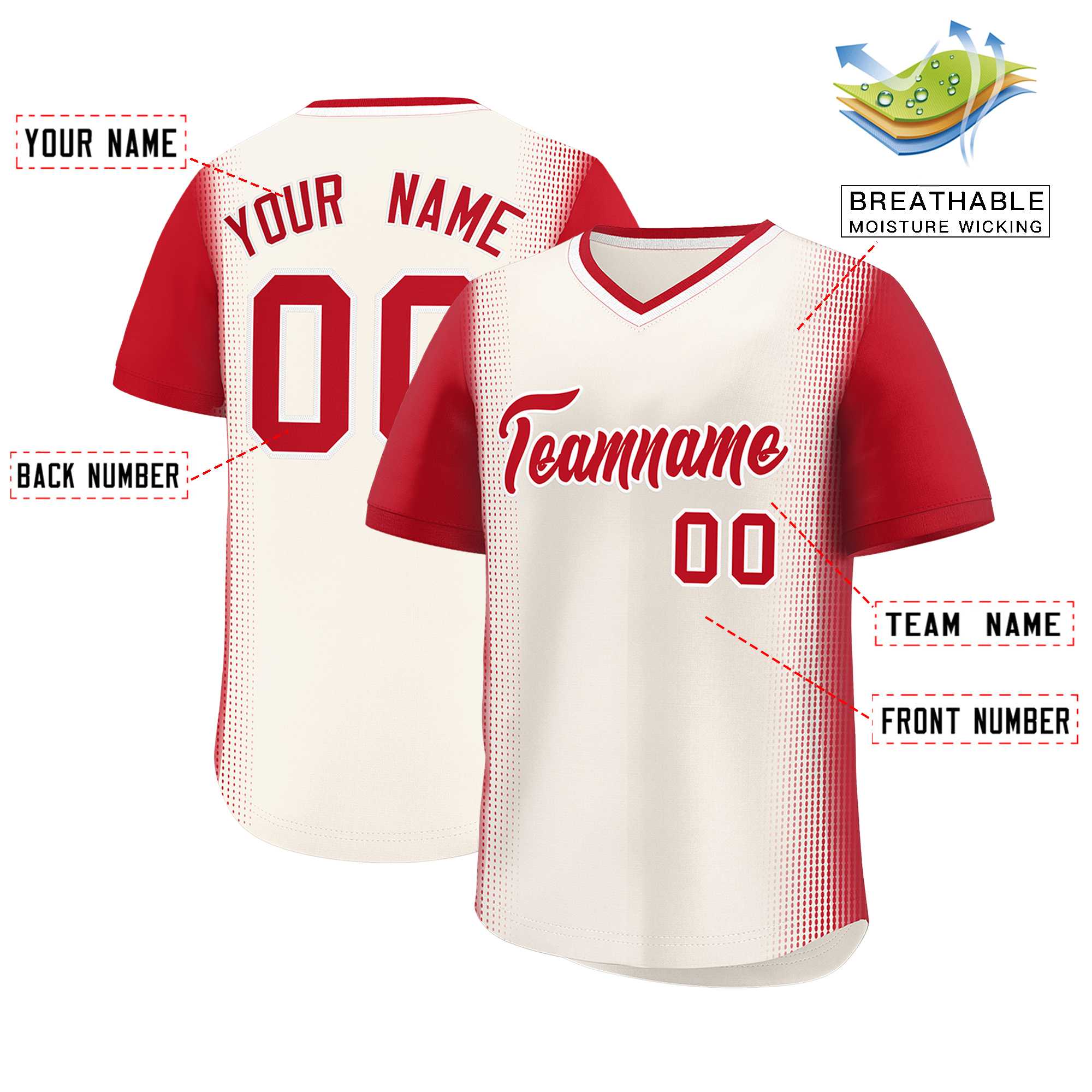 Custom Cream Red Personalized Raglan Sleeves Authentic Baseball Jersey | KXKSHOP